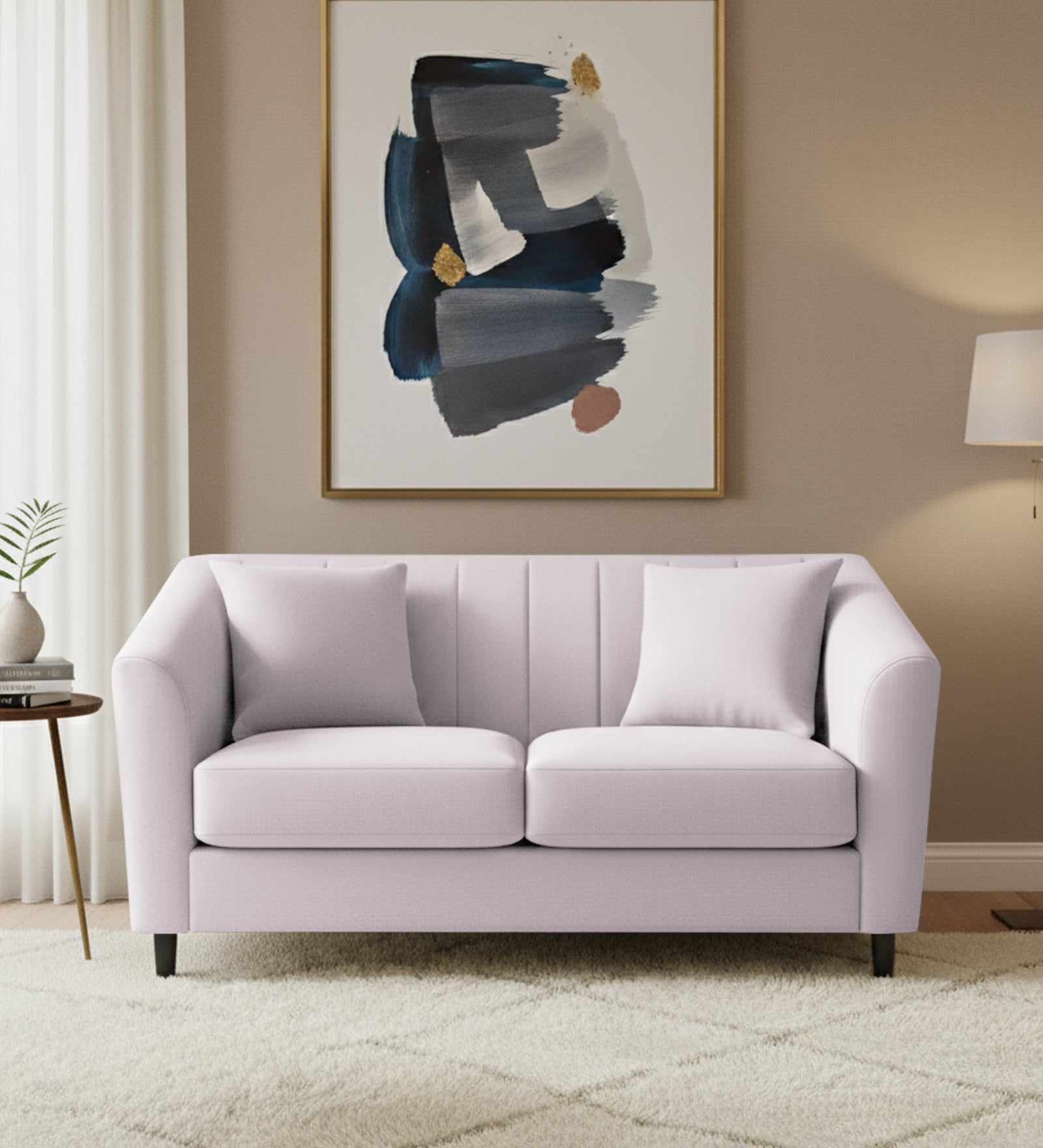 Polon Fabric 2 Seater Sofa In Almond Beige Colour