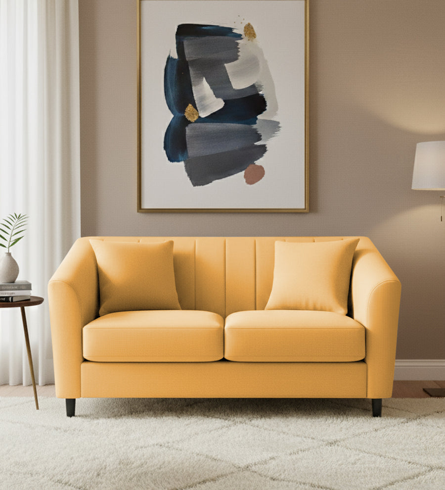 Polon  2 Seater Fabric Sofa - Corn Yellow by Febonic Living