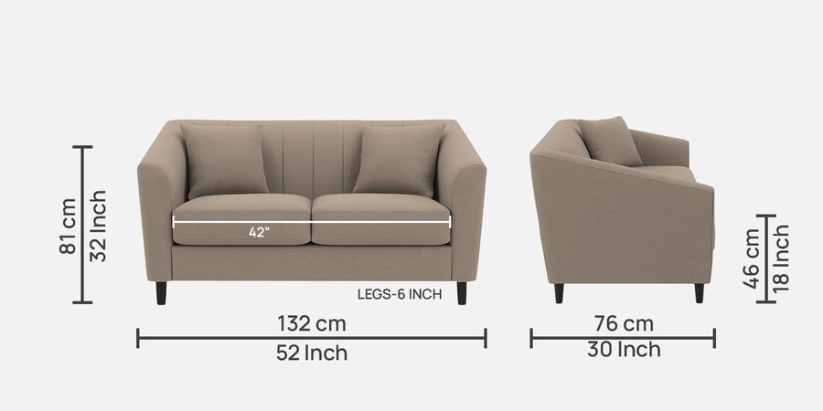 Polon Fabric 2 Seater Sofa In Hazel Beige Colour - Febonic Living