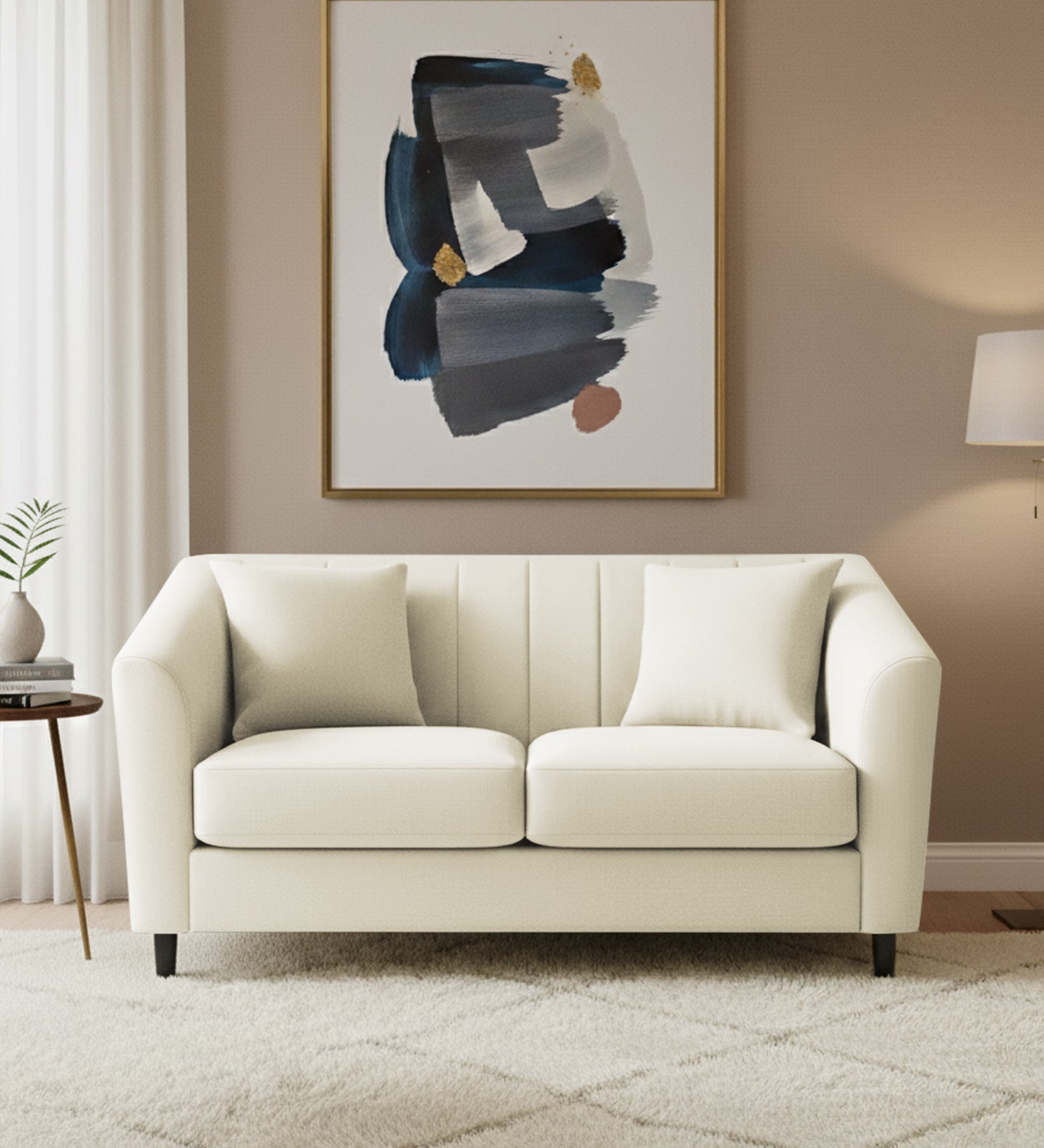 Polon Fabric 2 Seater Sofa In Maple Cream Colour