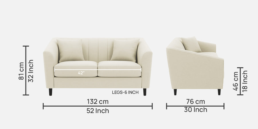 Polon Fabric 2 Seater Sofa In Maple Cream Colour - Febonic Living