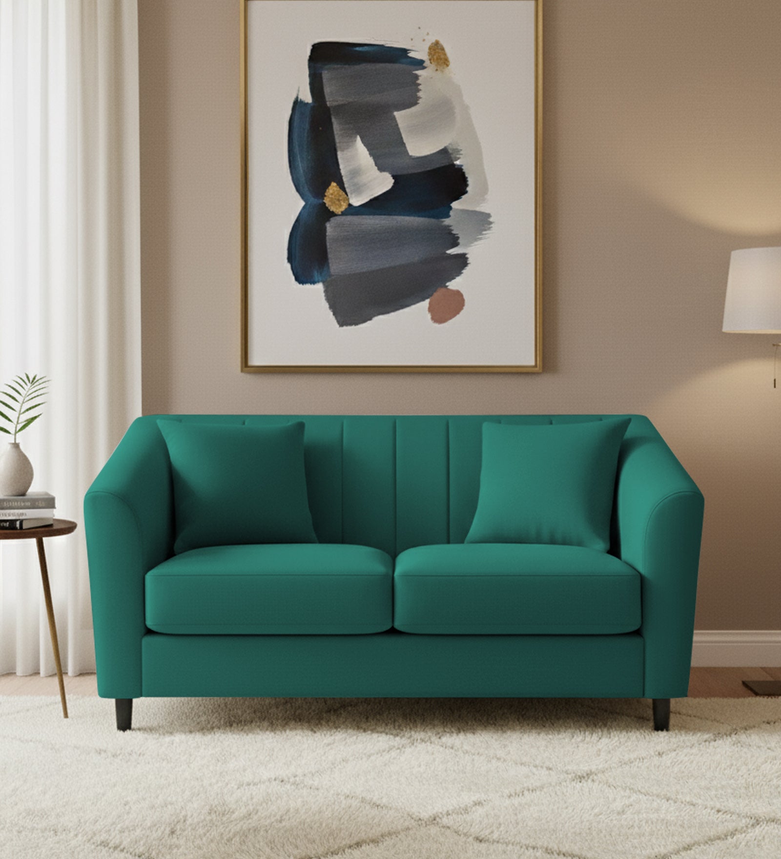 Polon Fabric 2 Seater Sofa In Sage Green Colour