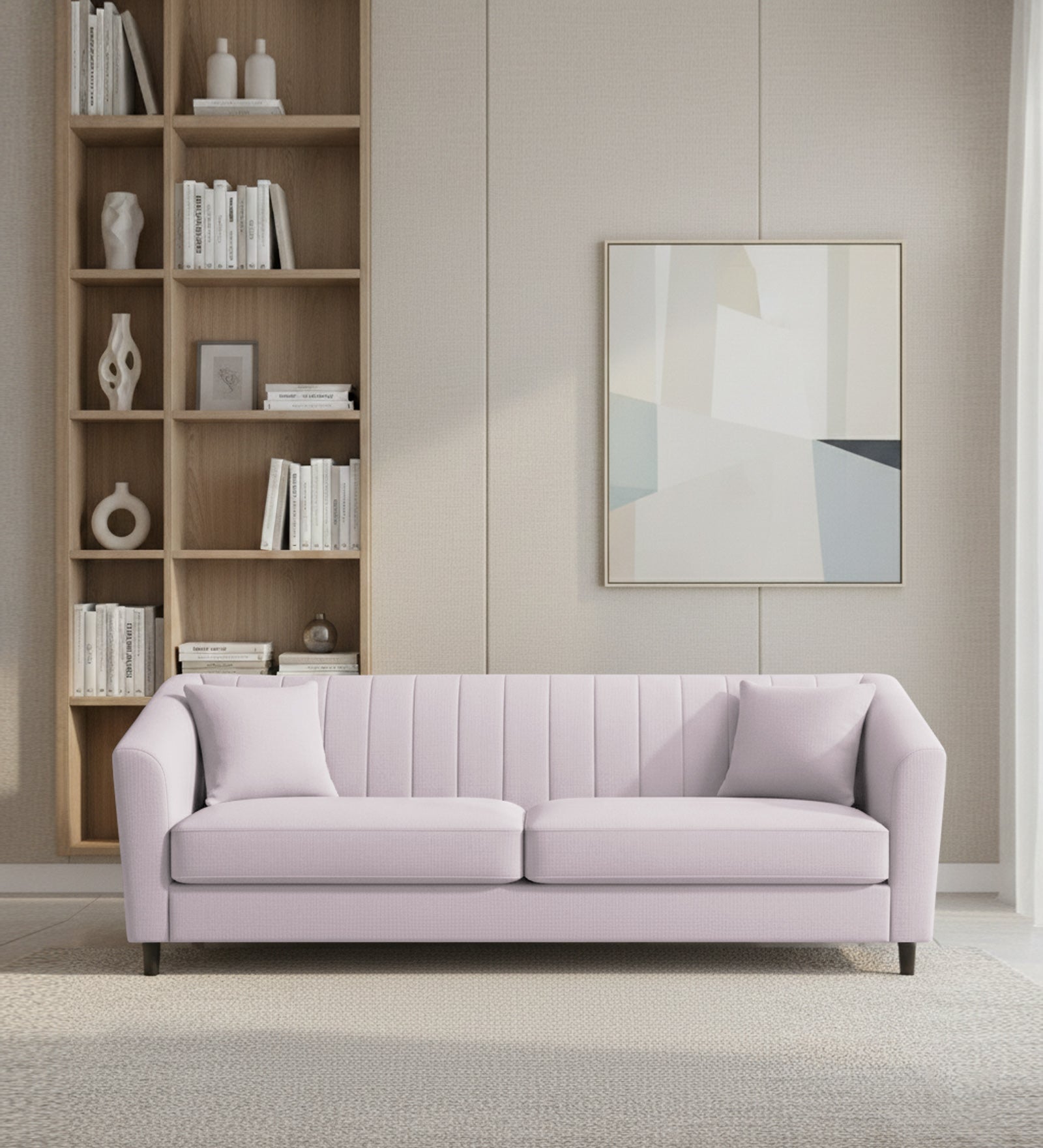 Polon Fabric 3 Seater Sofa In Almond Beige Colour