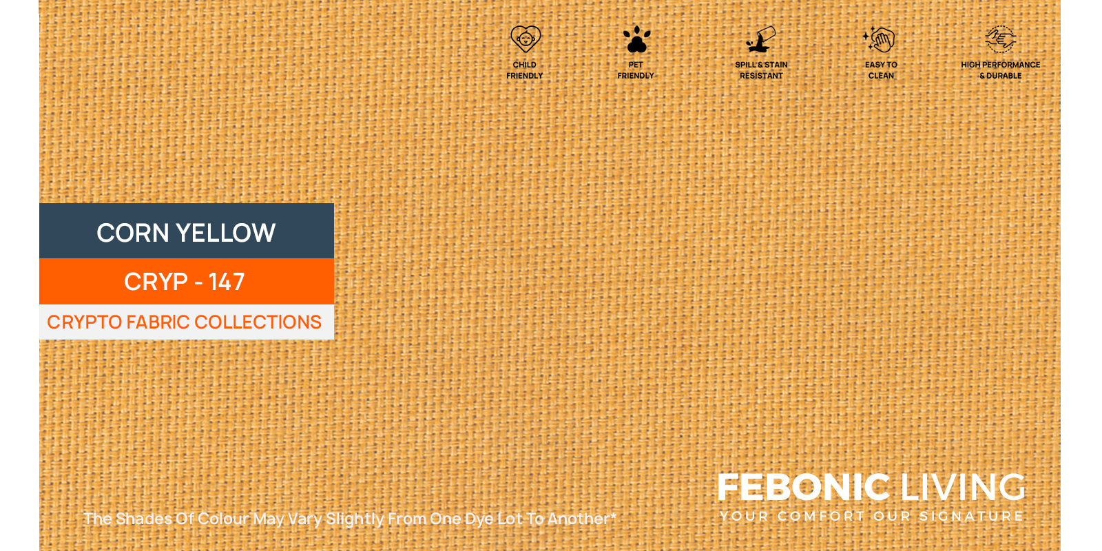 Polon Fabric 3 Seater Sofa In Corn Yellow Colour