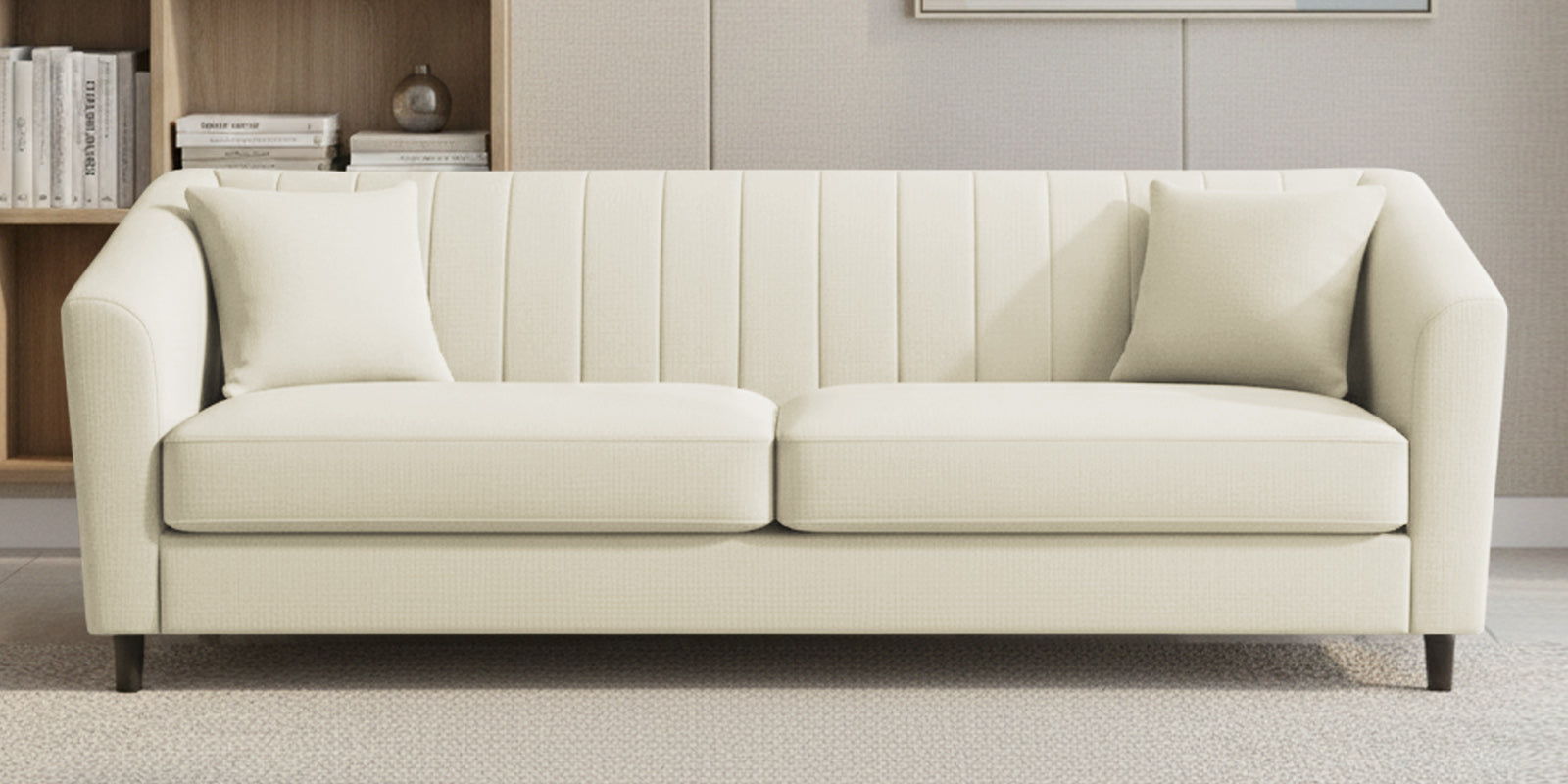 Polon Fabric 3 Seater Sofa In Maple Cream Colour
