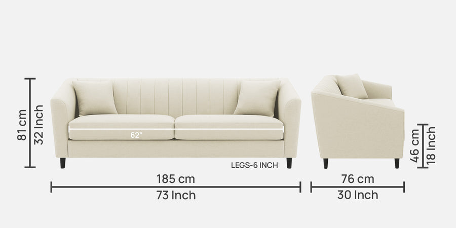 Polon Fabric 3 Seater Sofa In Maple Cream Colour - Febonic Living