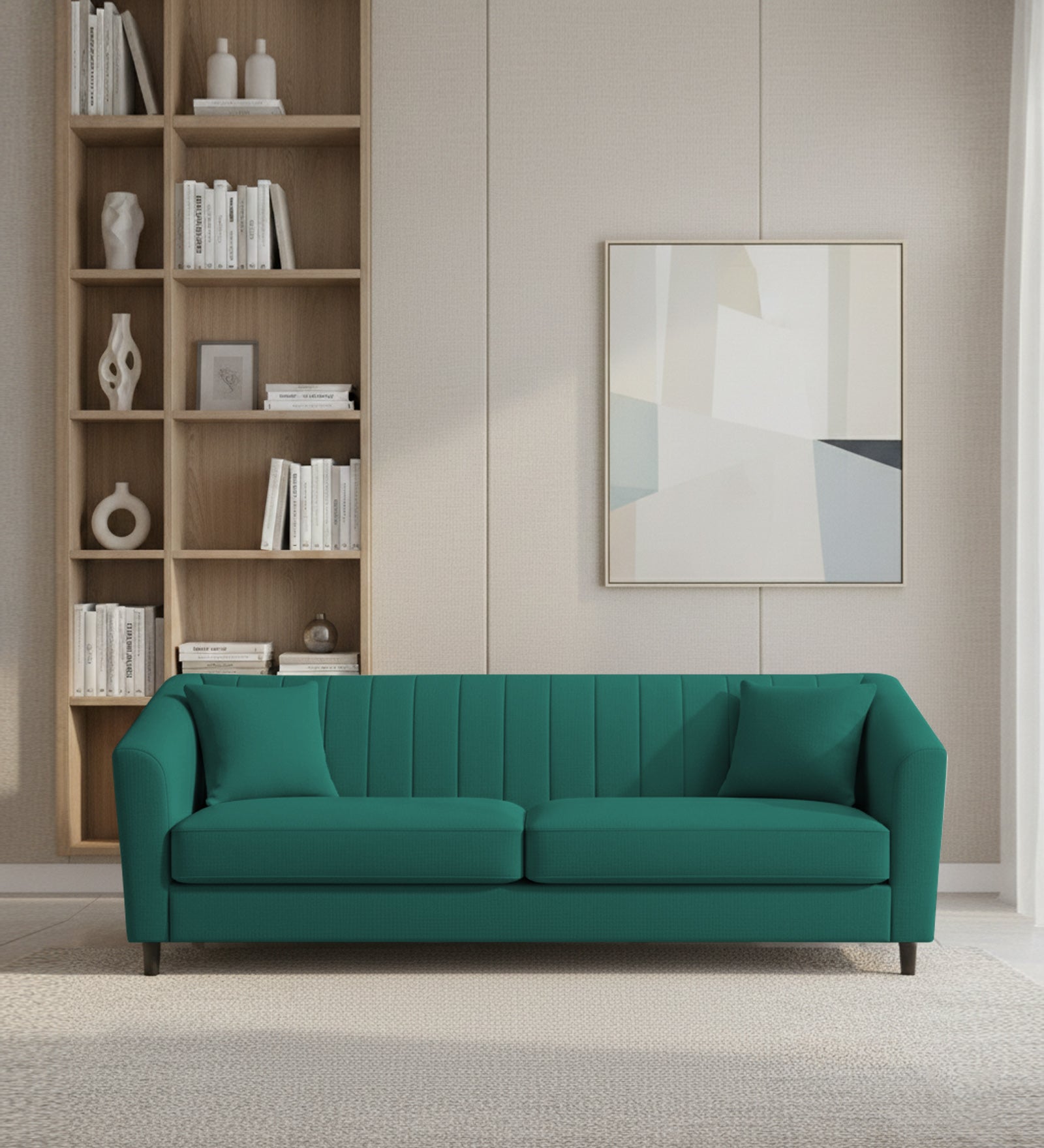 Polon Fabric 3 Seater Sofa In Sage Green Colour