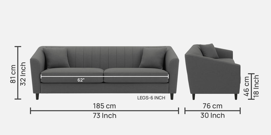 Polon Fabric 3 Seater Sofa In Stone Grey Colour - Febonic Living
