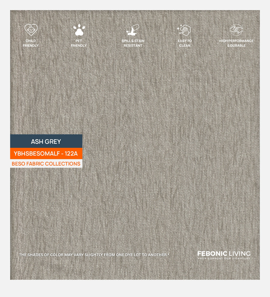 Polycotton Beso Fabric Ash Grey 122A Code by Febonic Living