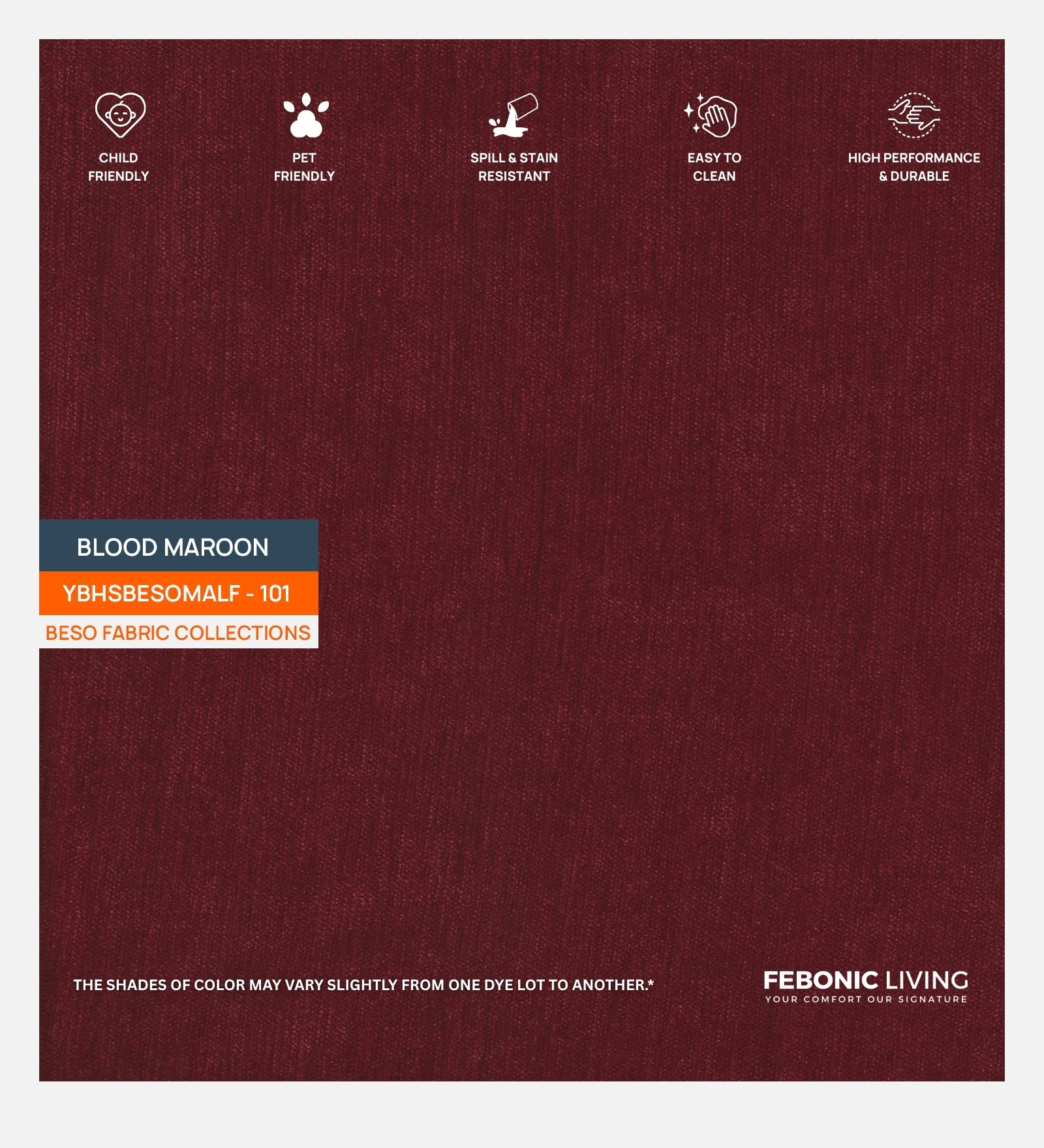 Polycotton Beso Fabric Blood Maroon 101 Code