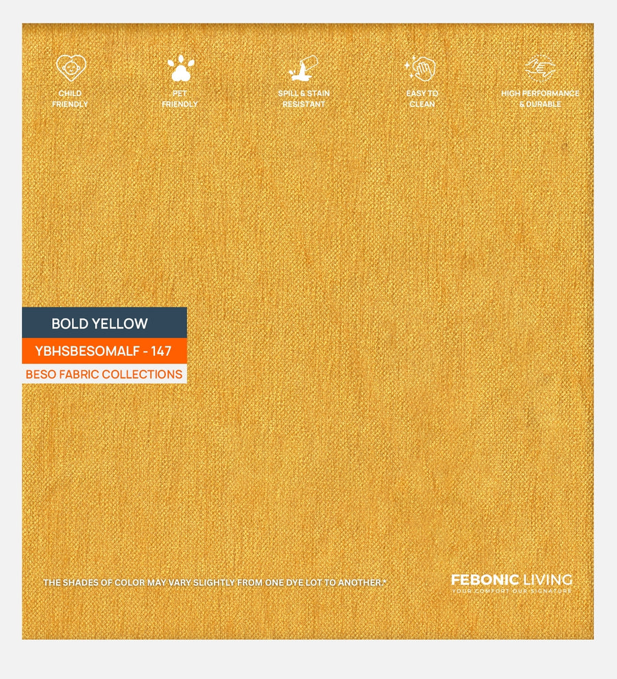 Polycotton Beso Fabric Bold Yellow 147 Code by Febonic Living