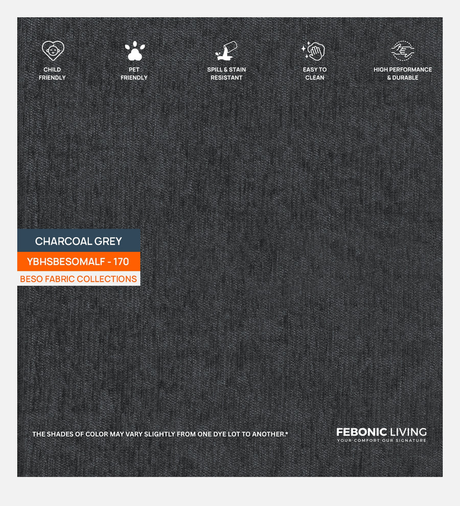 Polycotton Beso Fabric Charcoal Grey 170 Code by Febonic Living