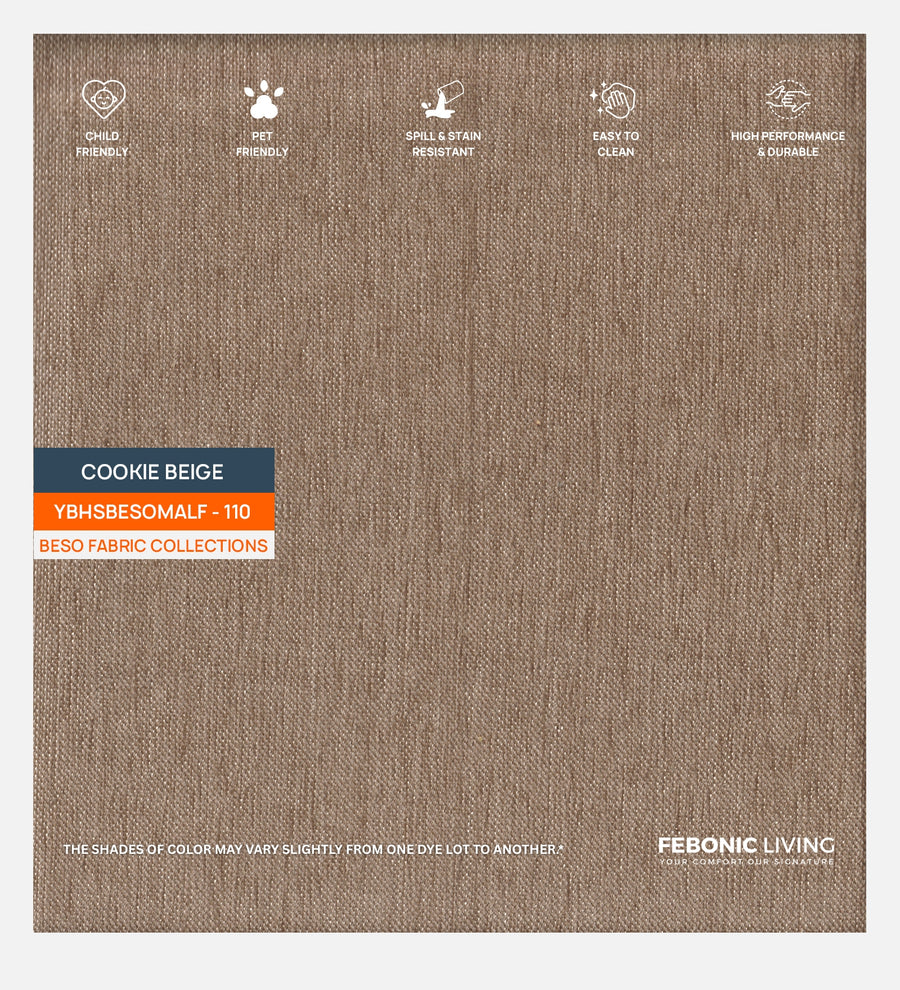 Polycotton Beso Fabric Cookie Beige 110 Code by Febonic Living