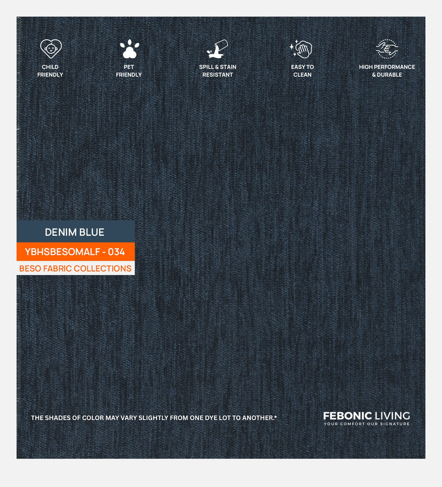Polycotton Beso Fabric Denim Blue 034 Code by Febonic Living