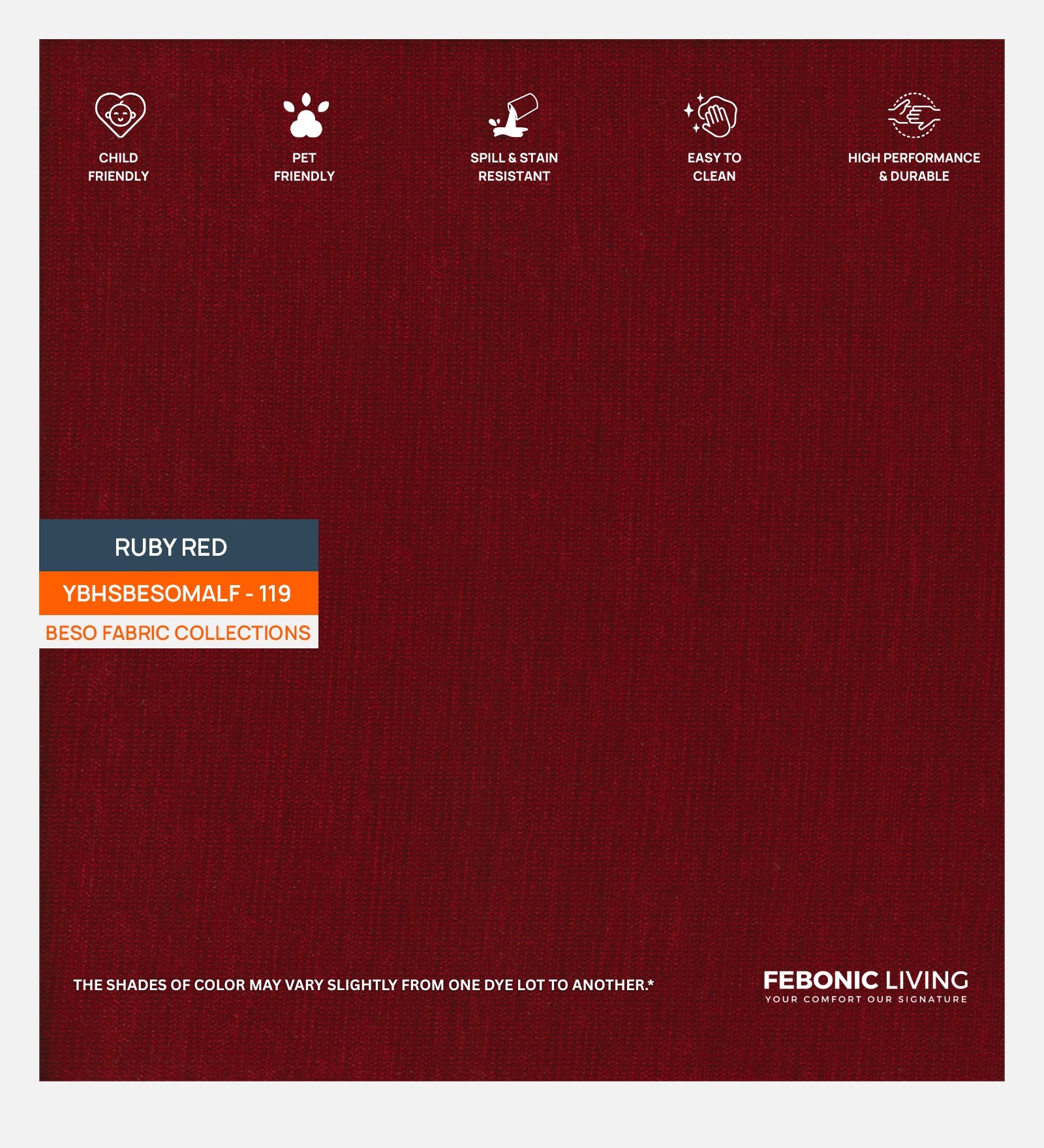 Polycotton Beso Fabric Ruby Red 119 Code