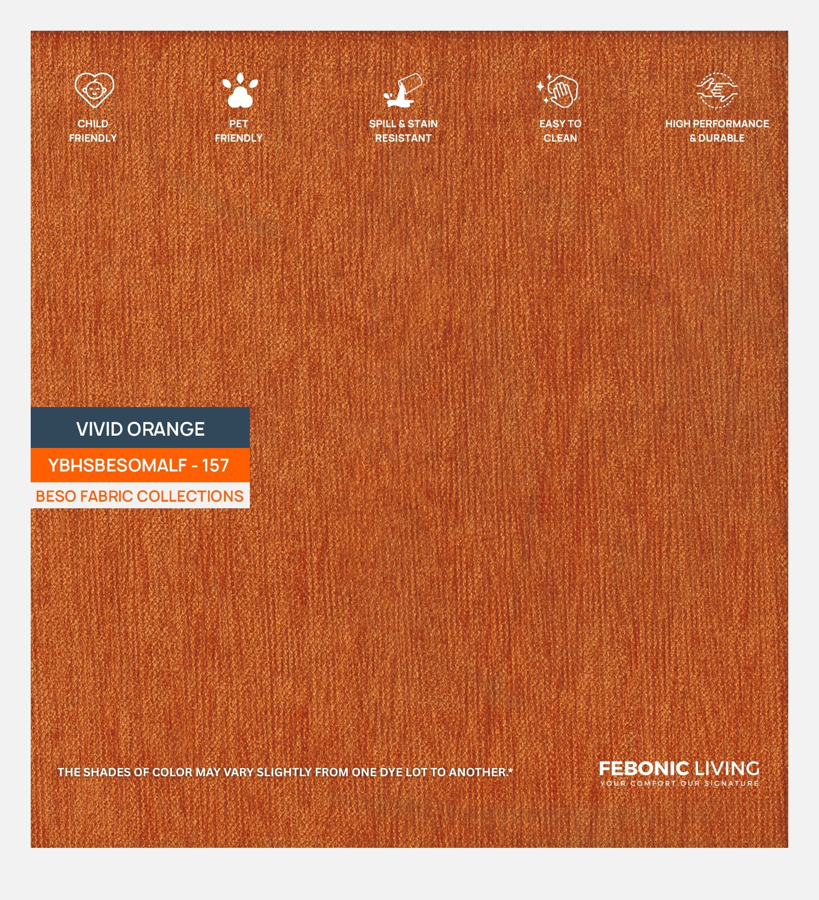 Polycotton Beso Fabric Vivid Orange 157 Code