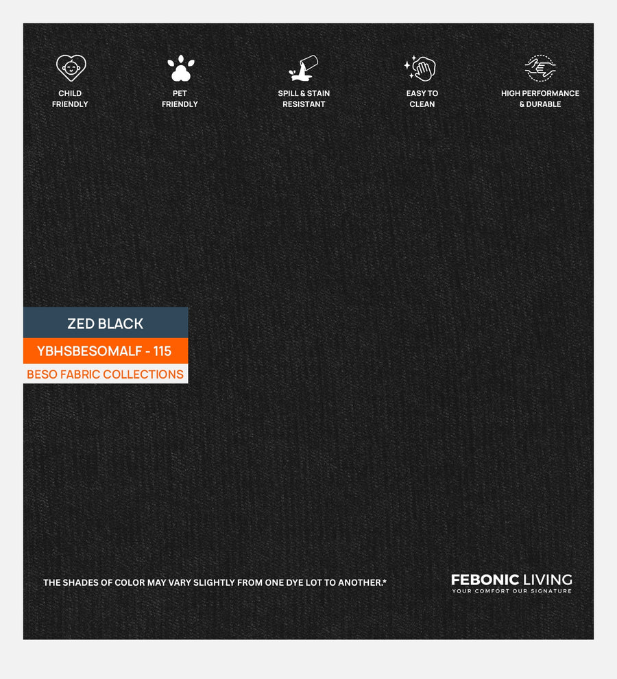 Polycotton Beso Fabric Zed Black 115 Code by Febonic Living