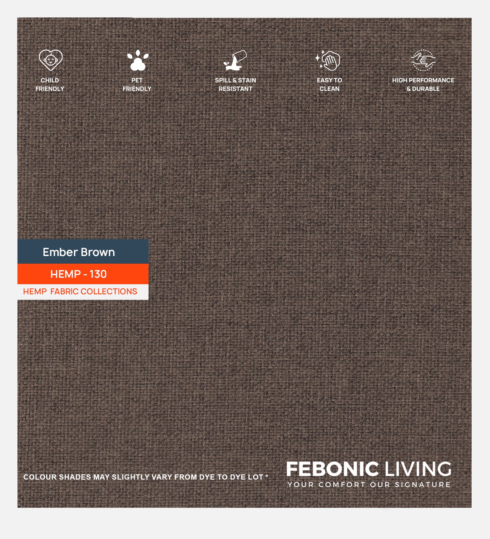 Polycotton Hemp Fabric Ember Brown 130 Code