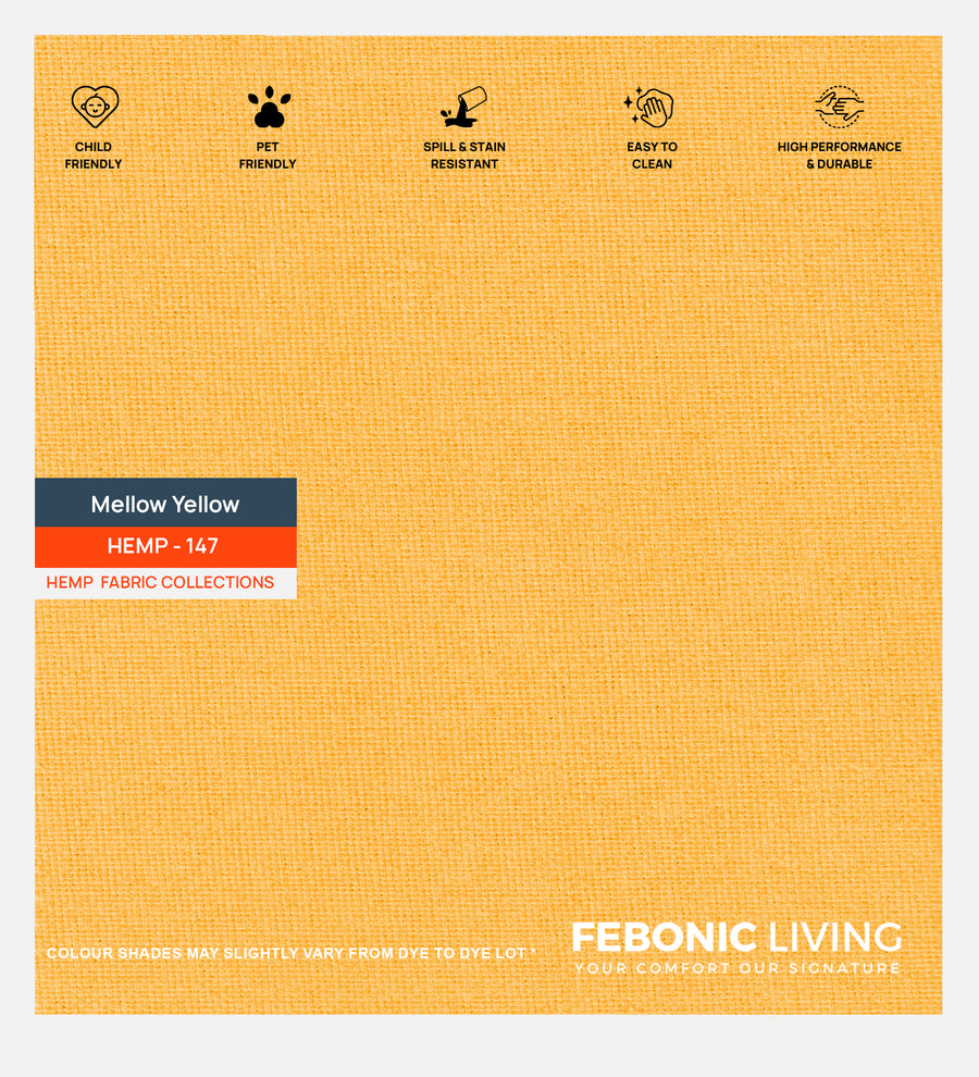 Polycotton Hemp Fabric Mellow Yellow 147 Code by Febonic Living