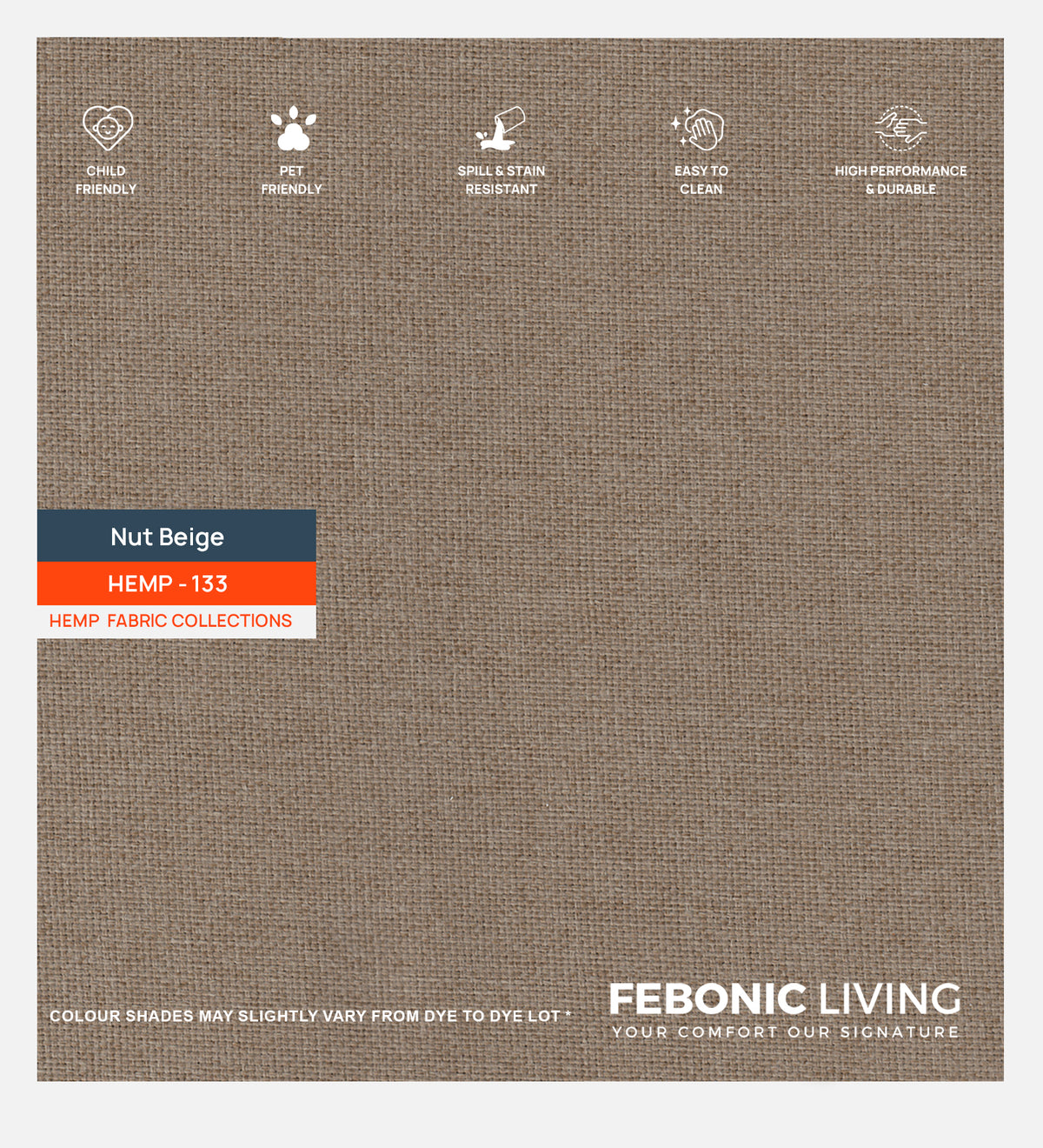 Hemp Color Code Polycotton Hemp Fabric Nut Beige 133 Code