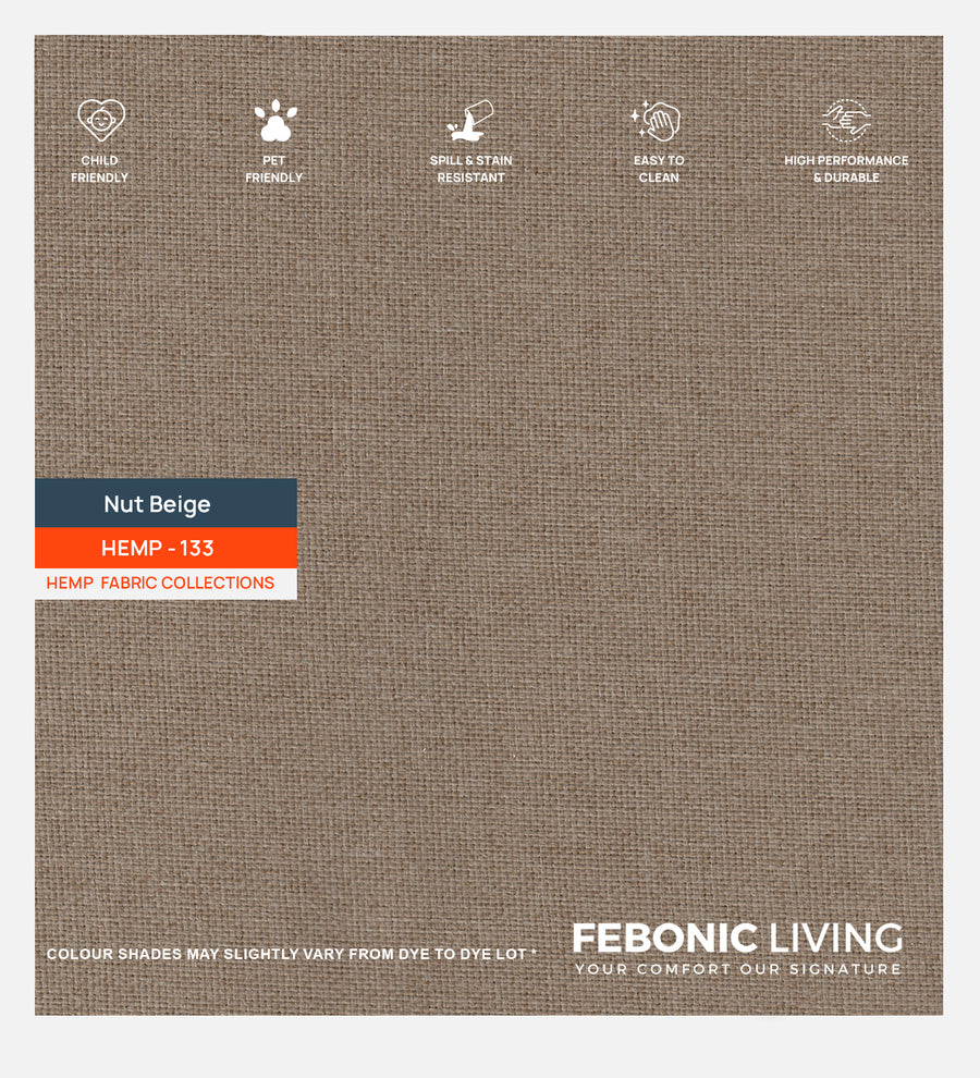Polycotton Hemp Fabric Nut Beige 133 Code by Febonic Living
