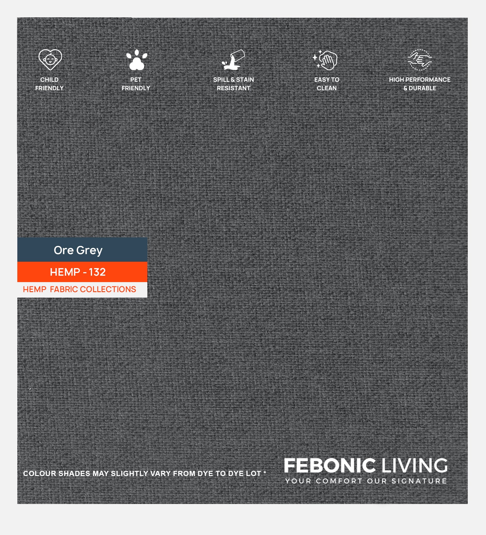 Polycotton Hemp Fabric Ore Grey 132 Code