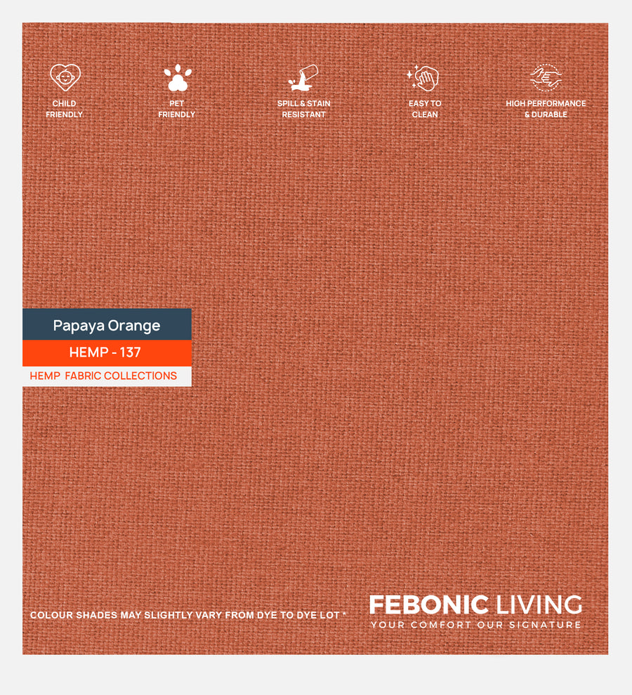 Polycotton Hemp Fabric Papaya Orange 137 Code by Febonic Living