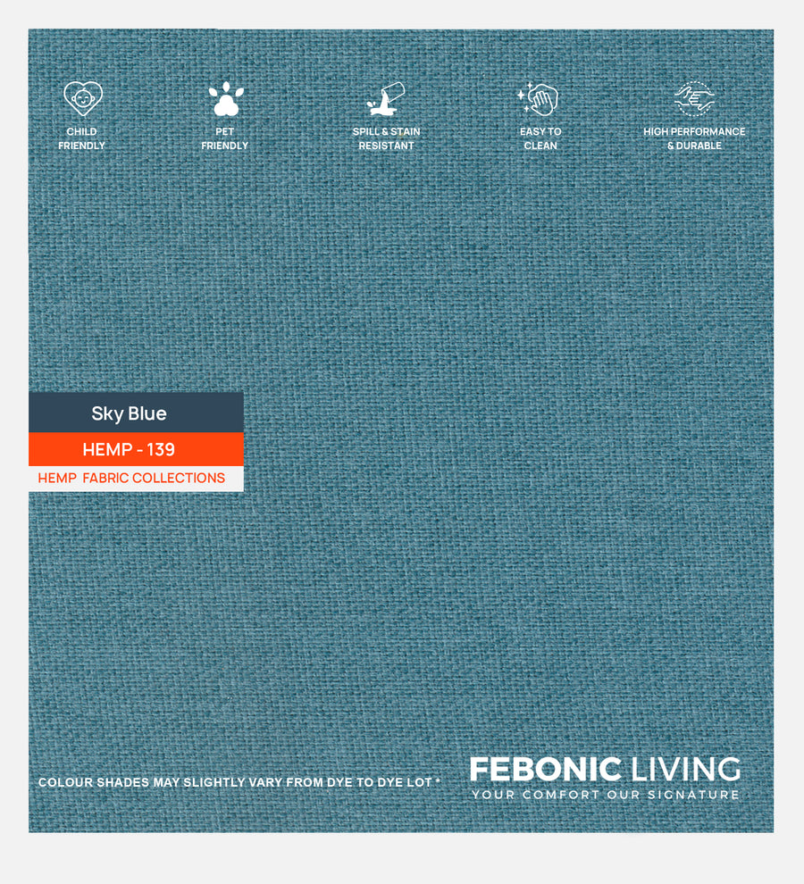 Polycotton Hemp Fabric Sky Blue 139 Code by Febonic Living