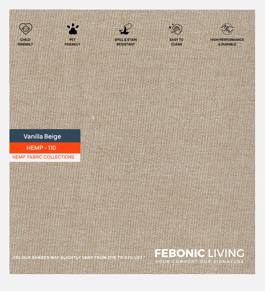 Polycotton Hemp Fabric Vanilla Beige 110 Code by Febonic Living
