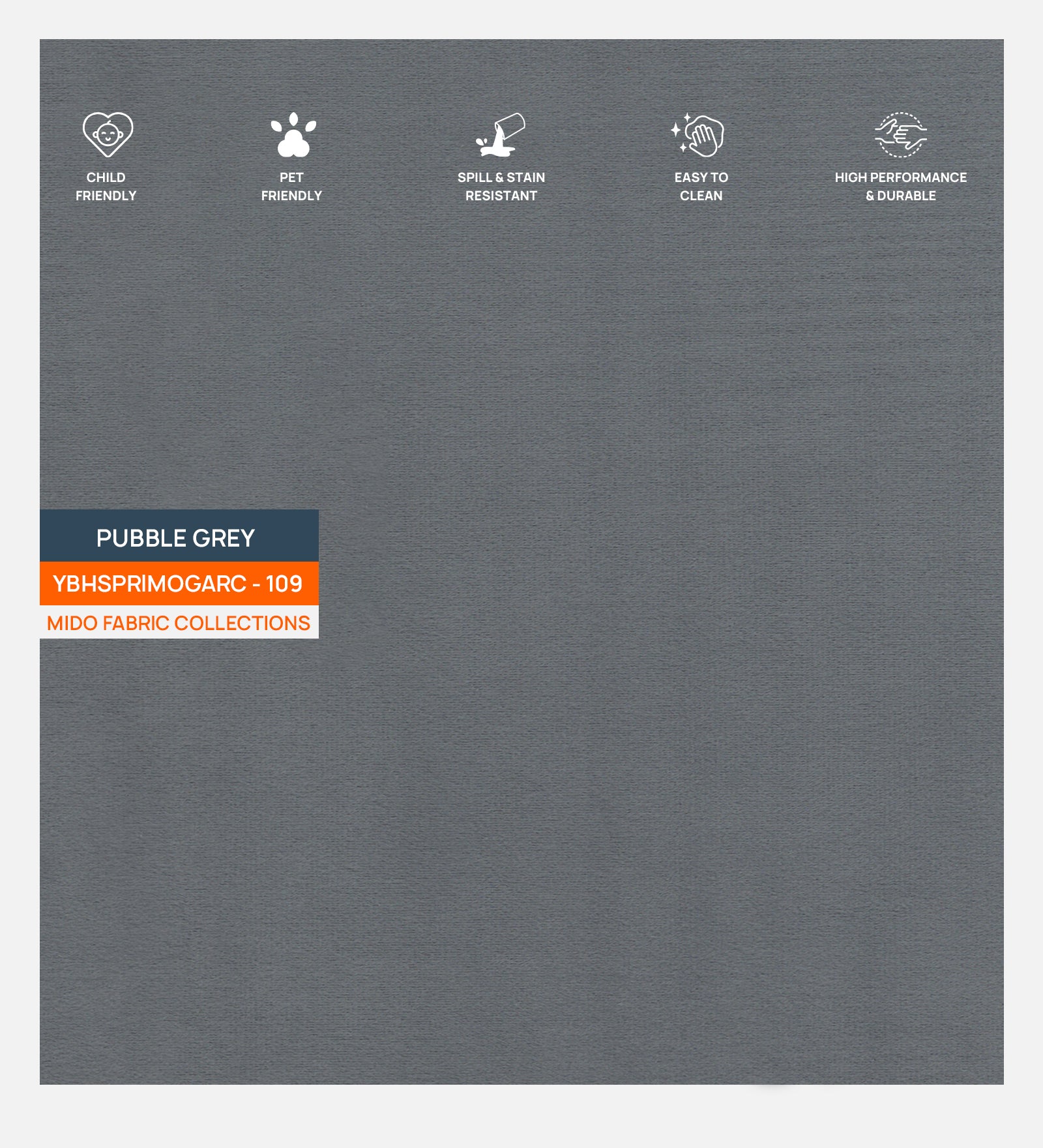 Pubble Grey Mido Poly Cotton Fabric