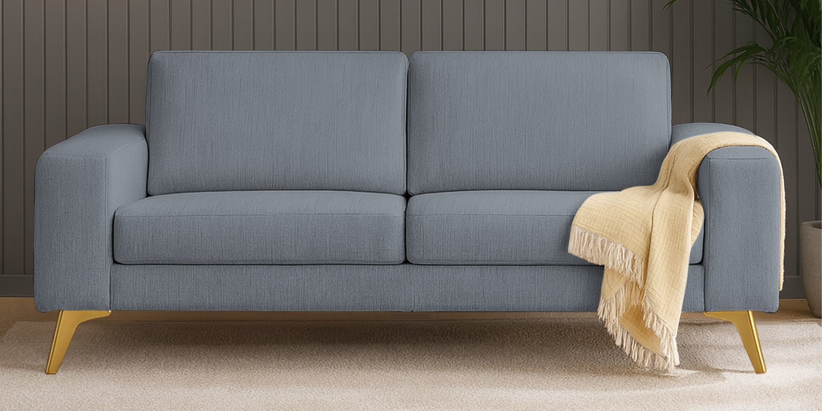 Quba Fabric 3 Seater Sofa In Winter Grey Colour