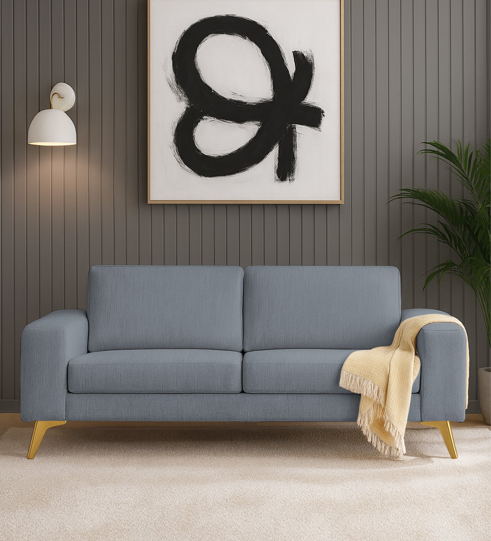 Quba Fabric 3 Seater Sofa In Winter Grey Colour