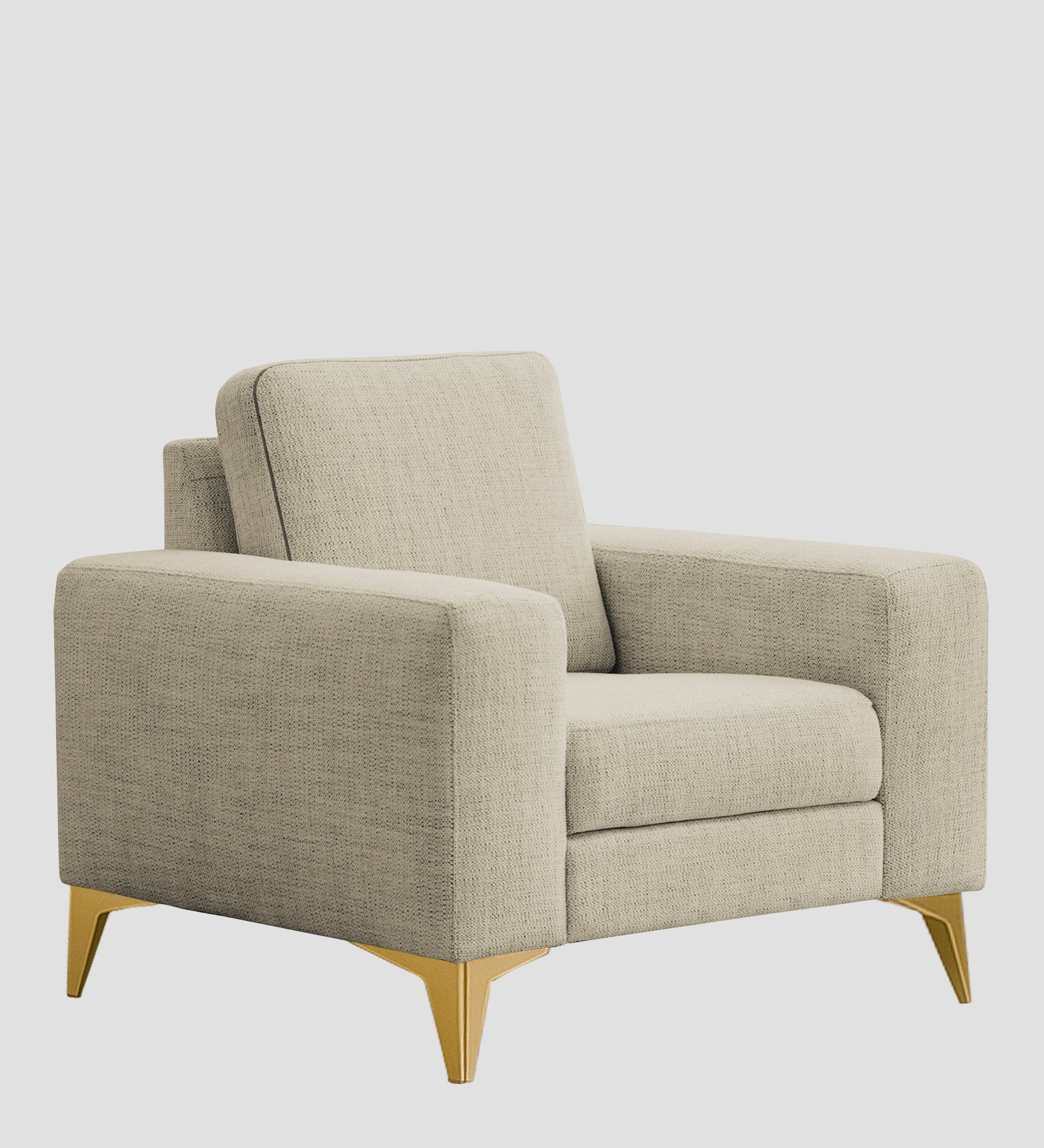 Quba Fabric 1 Seater Sofa In Maple Cream Colour