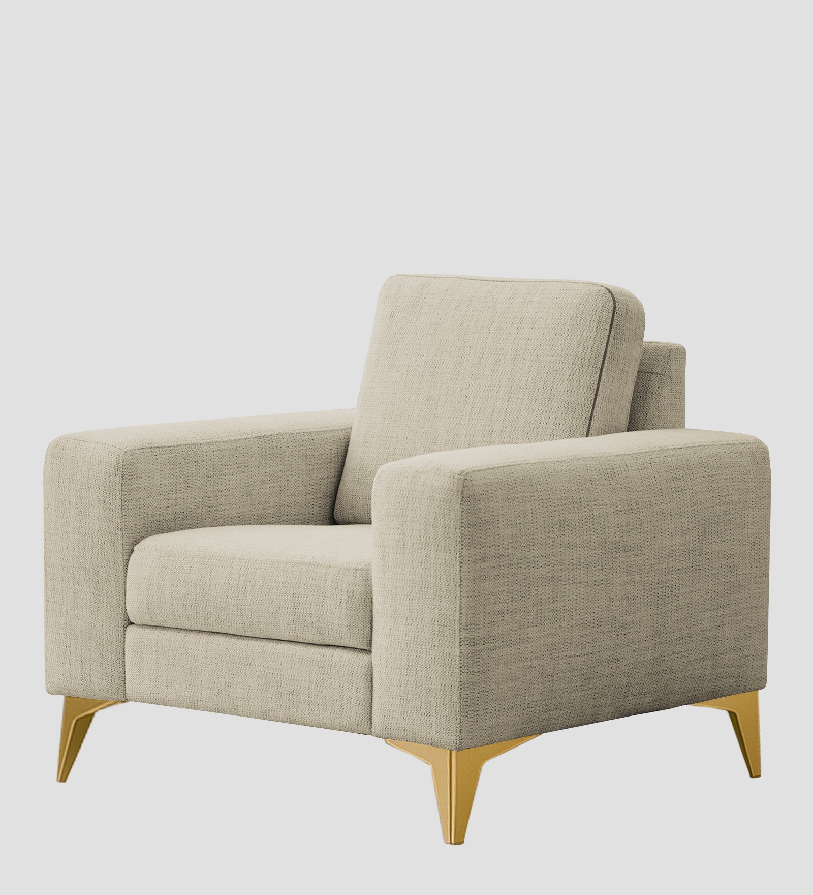 Quba Fabric 1 Seater Sofa In Maple Cream Colour