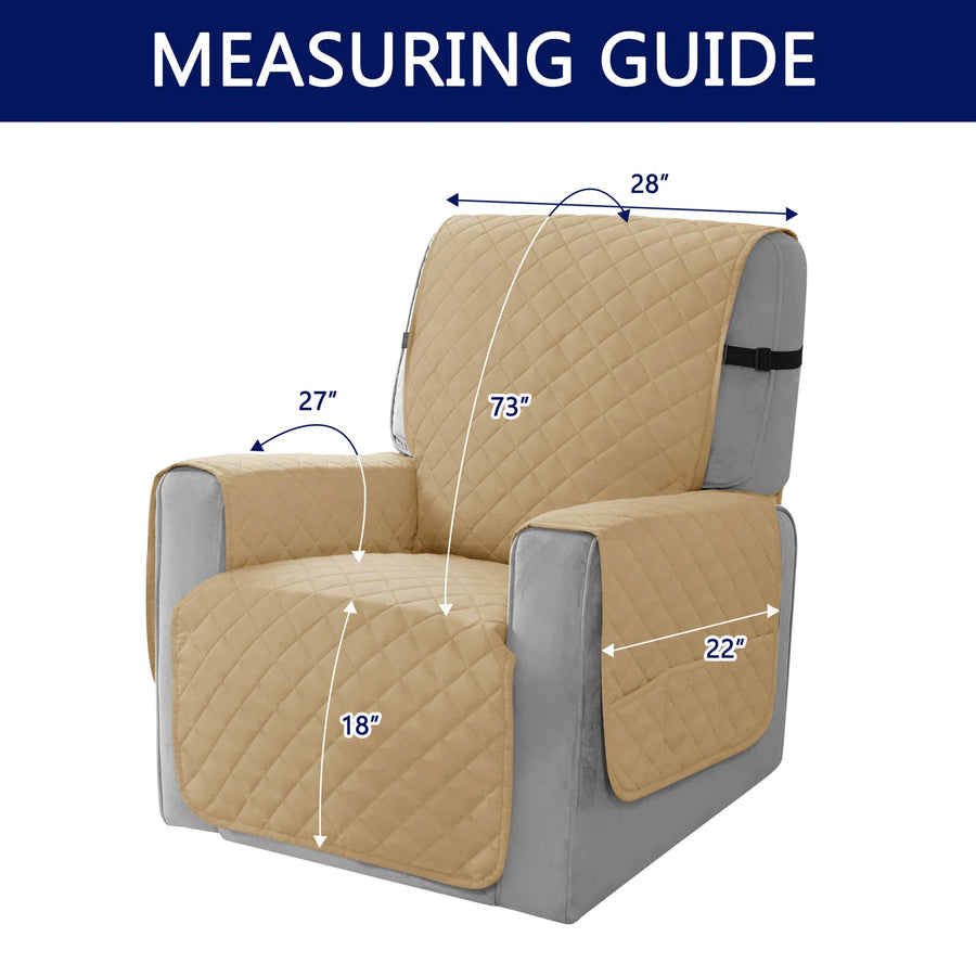 Omkar Velvet Quilted 1 Seater Recliner Cover In Winter Beige Colour - Febonic Living