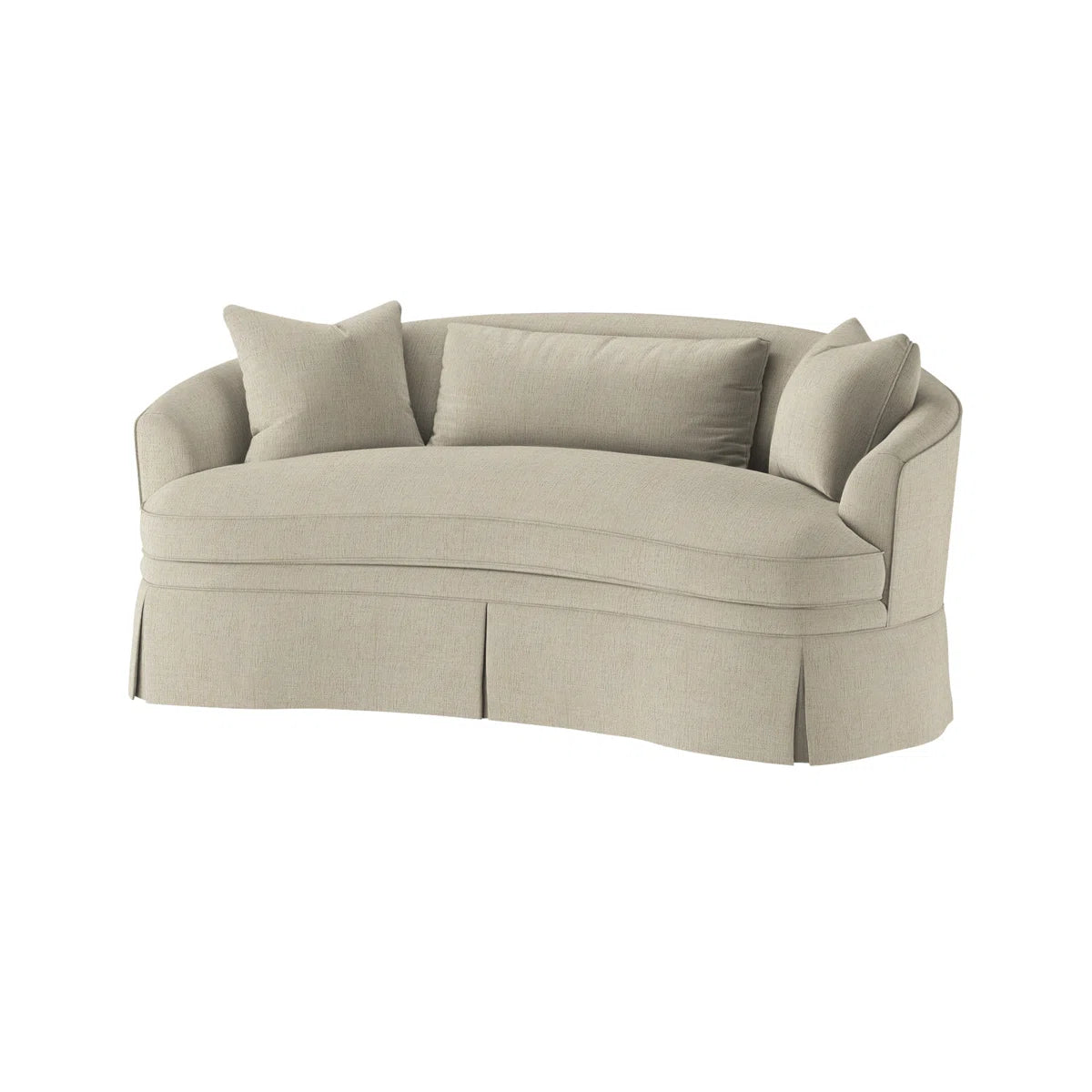 Quint Fabric 3 Seater Curved Sofa In Earth Beige Colour