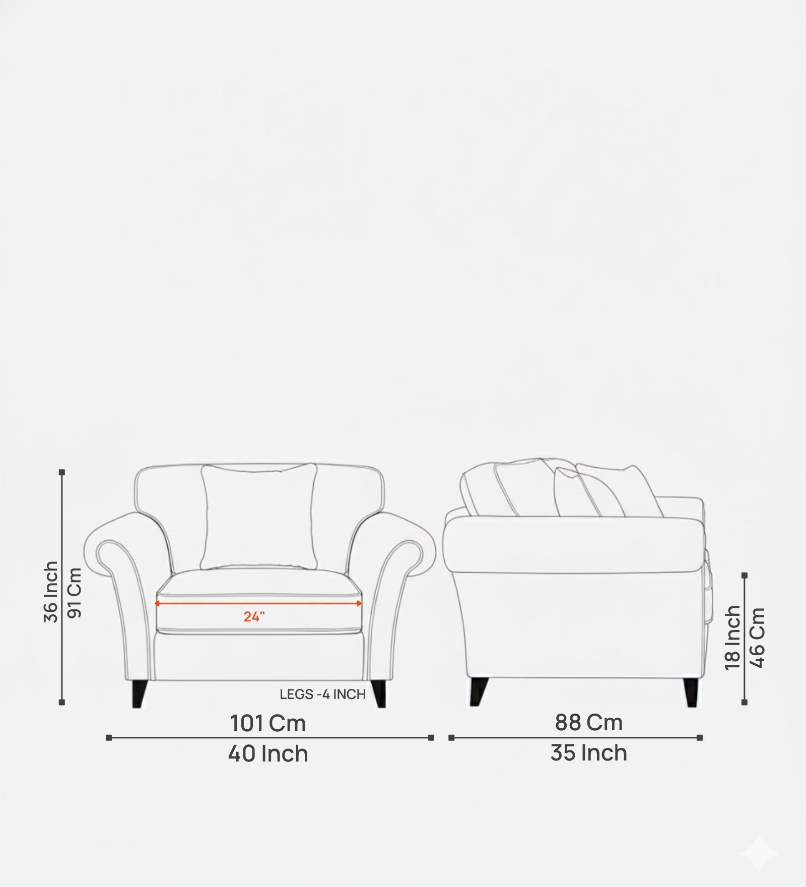Rana Fabric 1 Seater Sofa In Bold Yellow Colour - Febonic Living