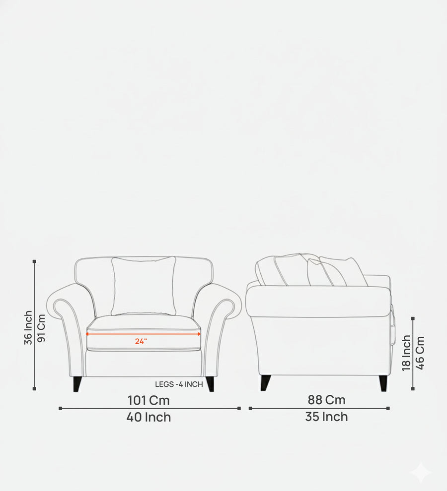 Rana Fabric 1 Seater Sofa In Bold Yellow Colour - Febonic Living