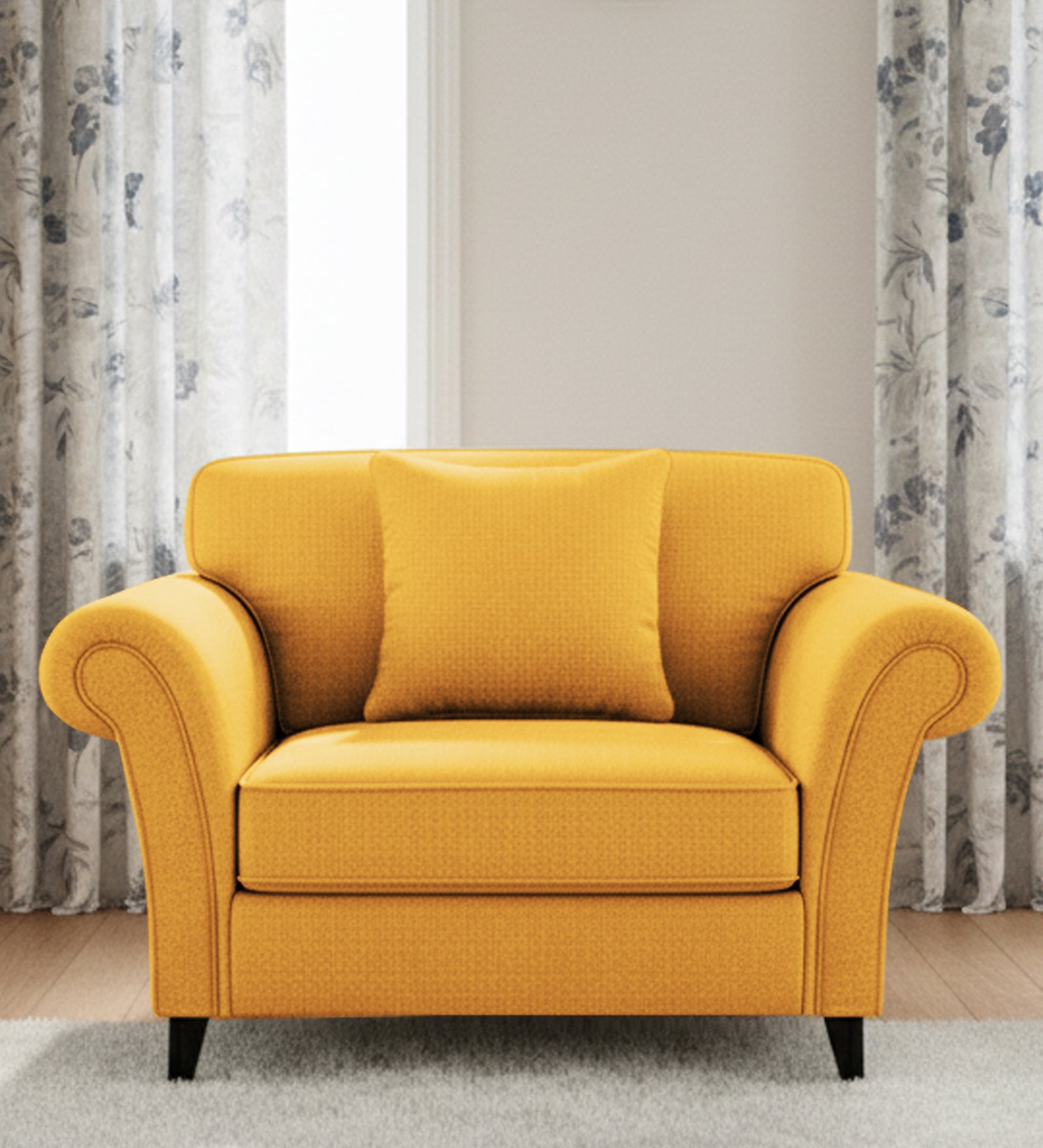Rana  1 Seater Fabric Sofa - Bold Yellow by Febonic Living
