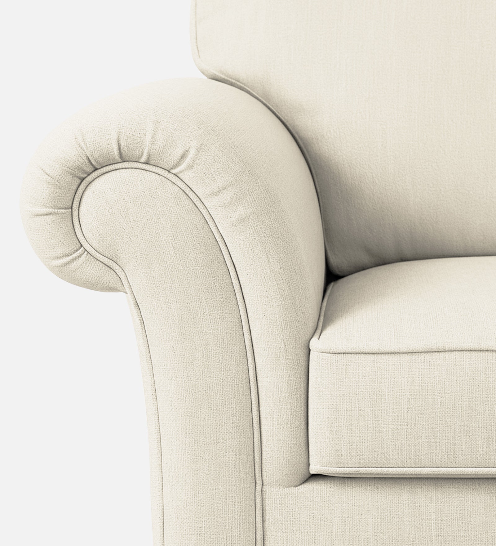 Rana Fabric 1 Seater Sofa In Ivory Cream Colour - Febonic Living