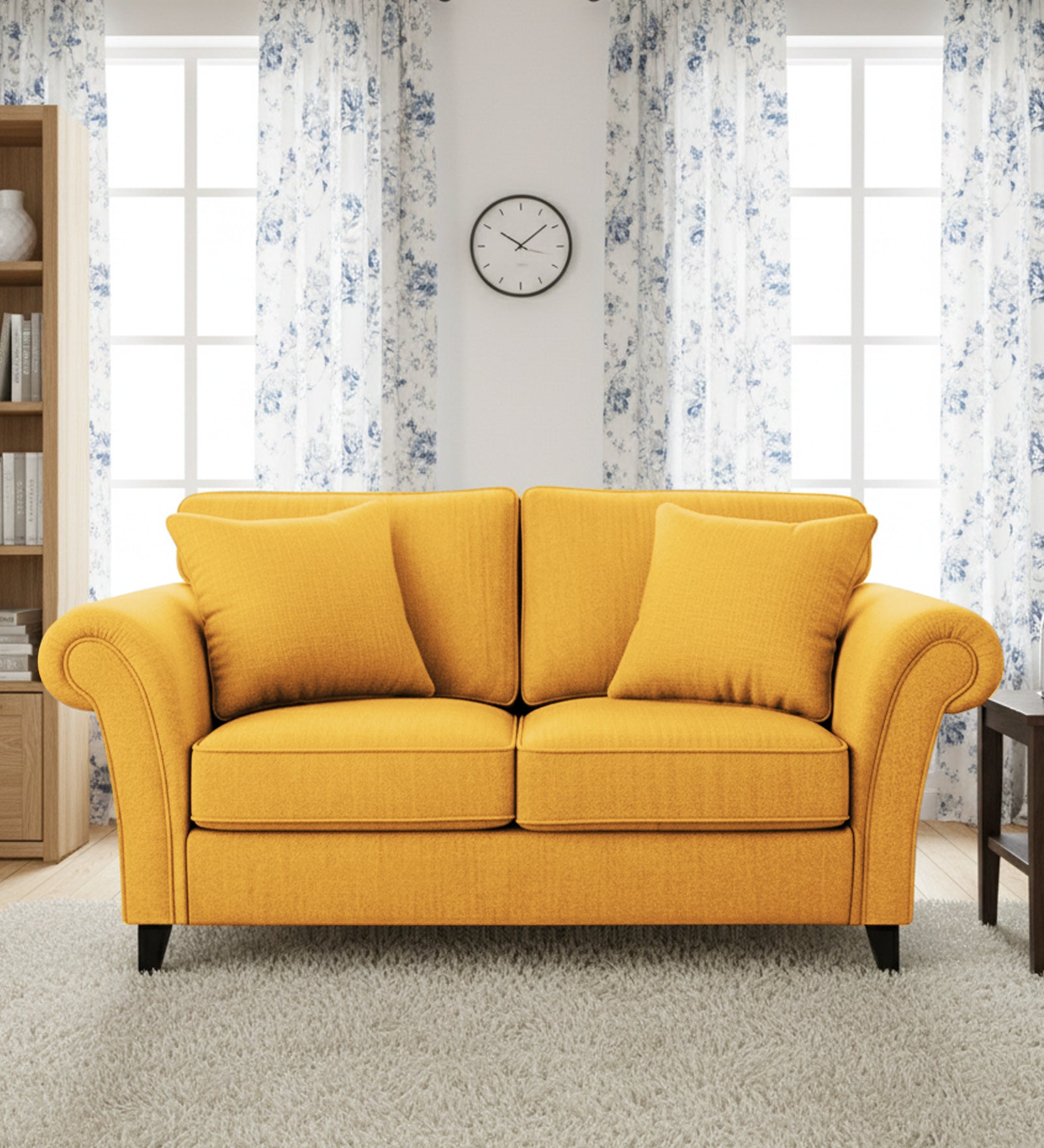 Rana Fabric 2 Seater Sofa In Bold Yellow Colour