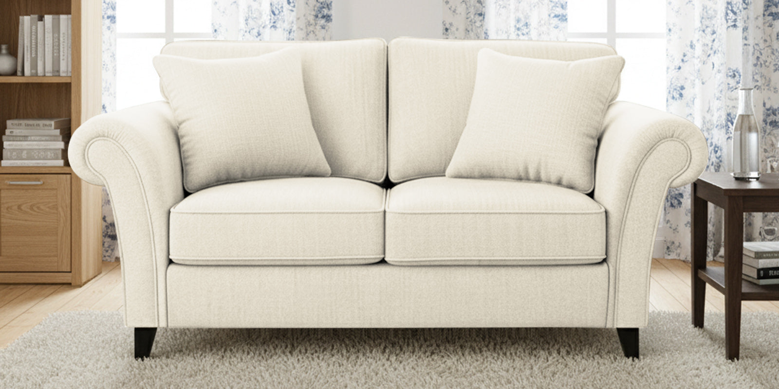 Rana Fabric 2 Seater Sofa In Ivory Cream Colour