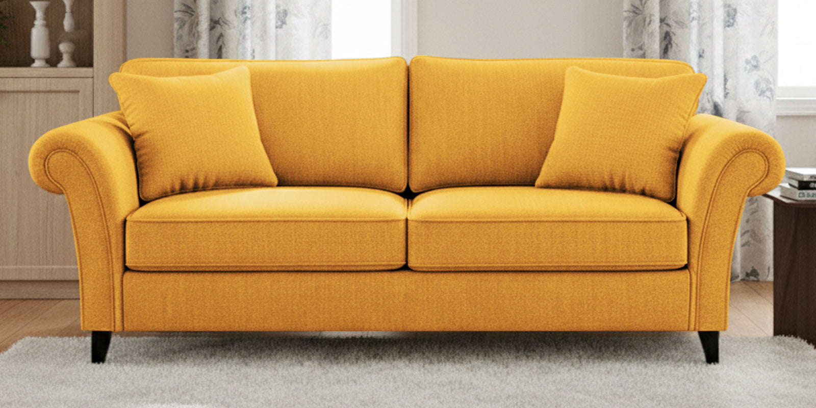 Rana Fabric 3 Seater Sofa In Bold Yellow Colour
