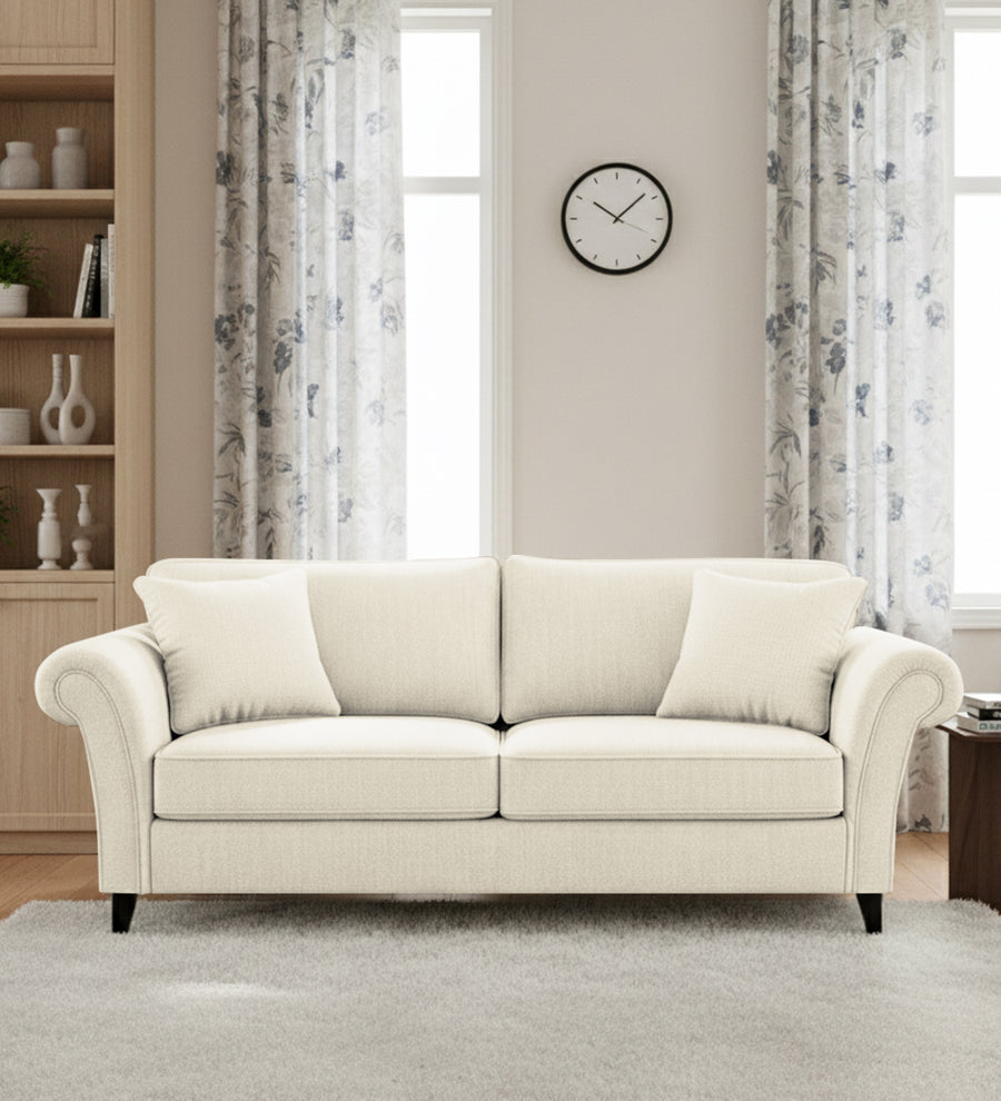 Rana 3 Seater Fabric Sofa - Ivory Cream by Febonic Living