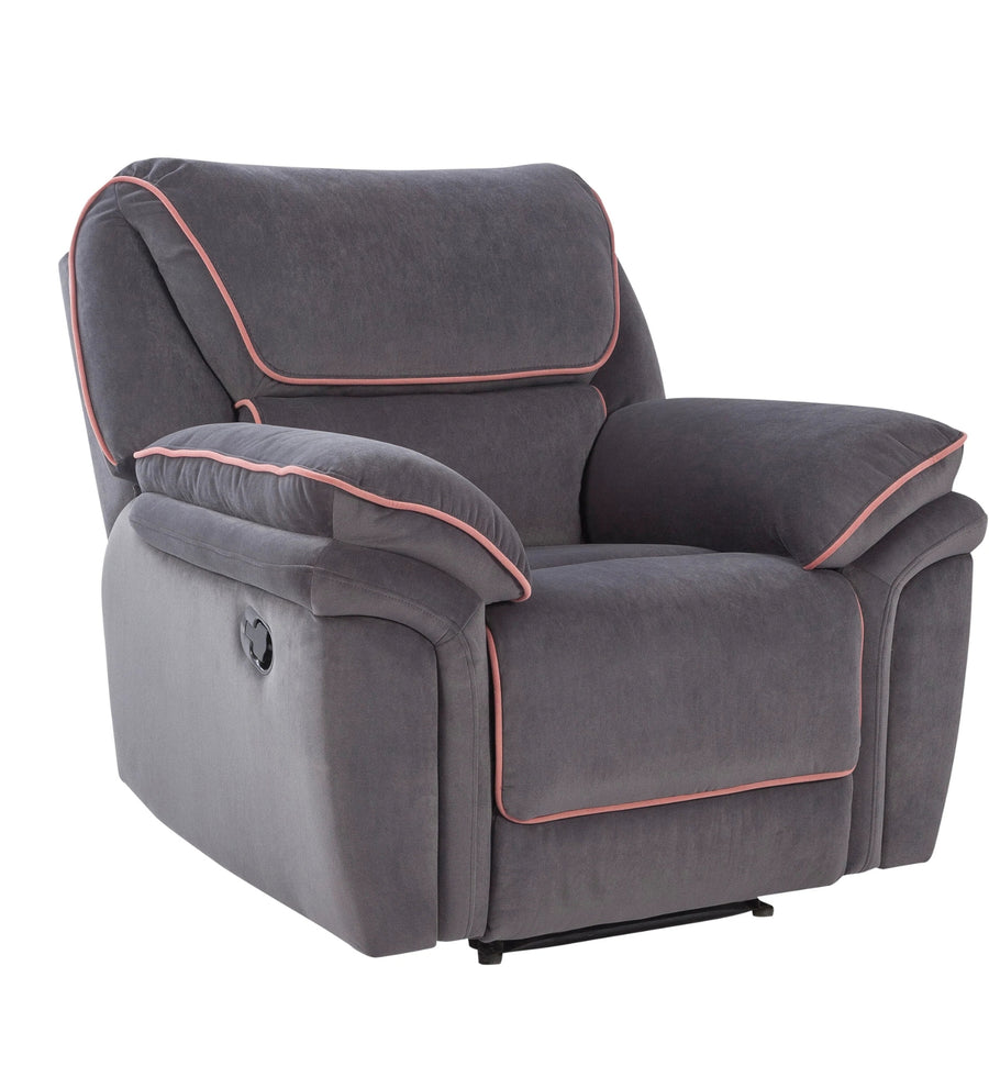 Regina 1 Seater Motorized Velvet Recliner - Davy Grey - Side View by Febonic Living
