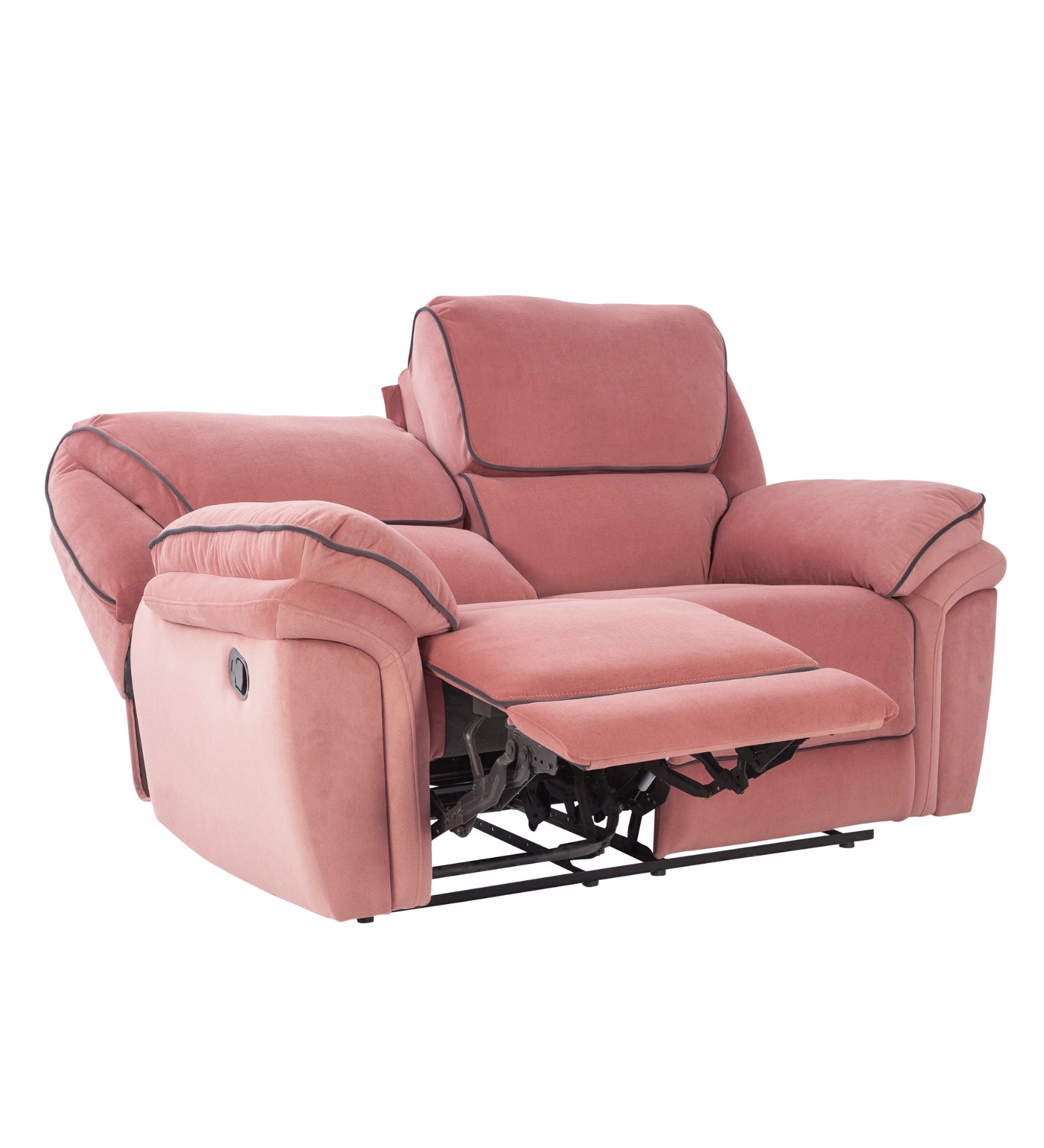 Regina 2 Seater Motorized Velvet Recliner - Blush Pink - Reclined View by Febonic Living