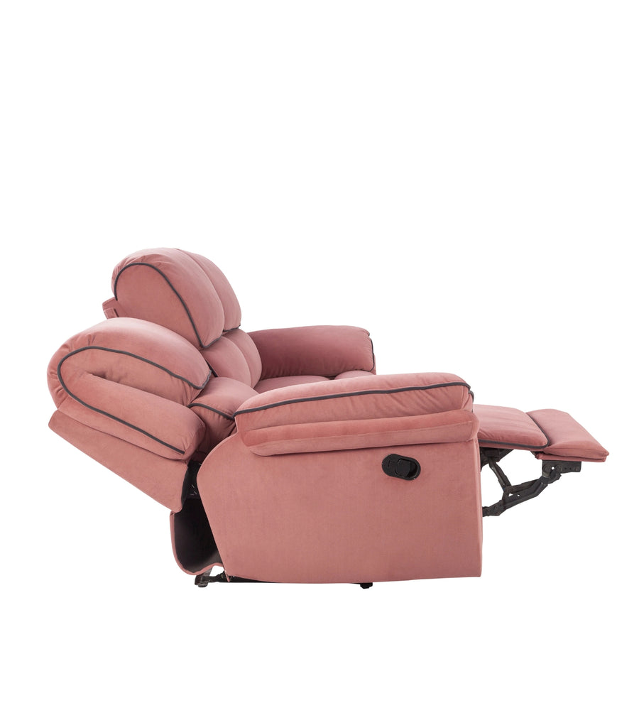 Regina 3 Seater Motorized Velvet Recliner - Blush Pink - Side Reclined View by Febonic Living
