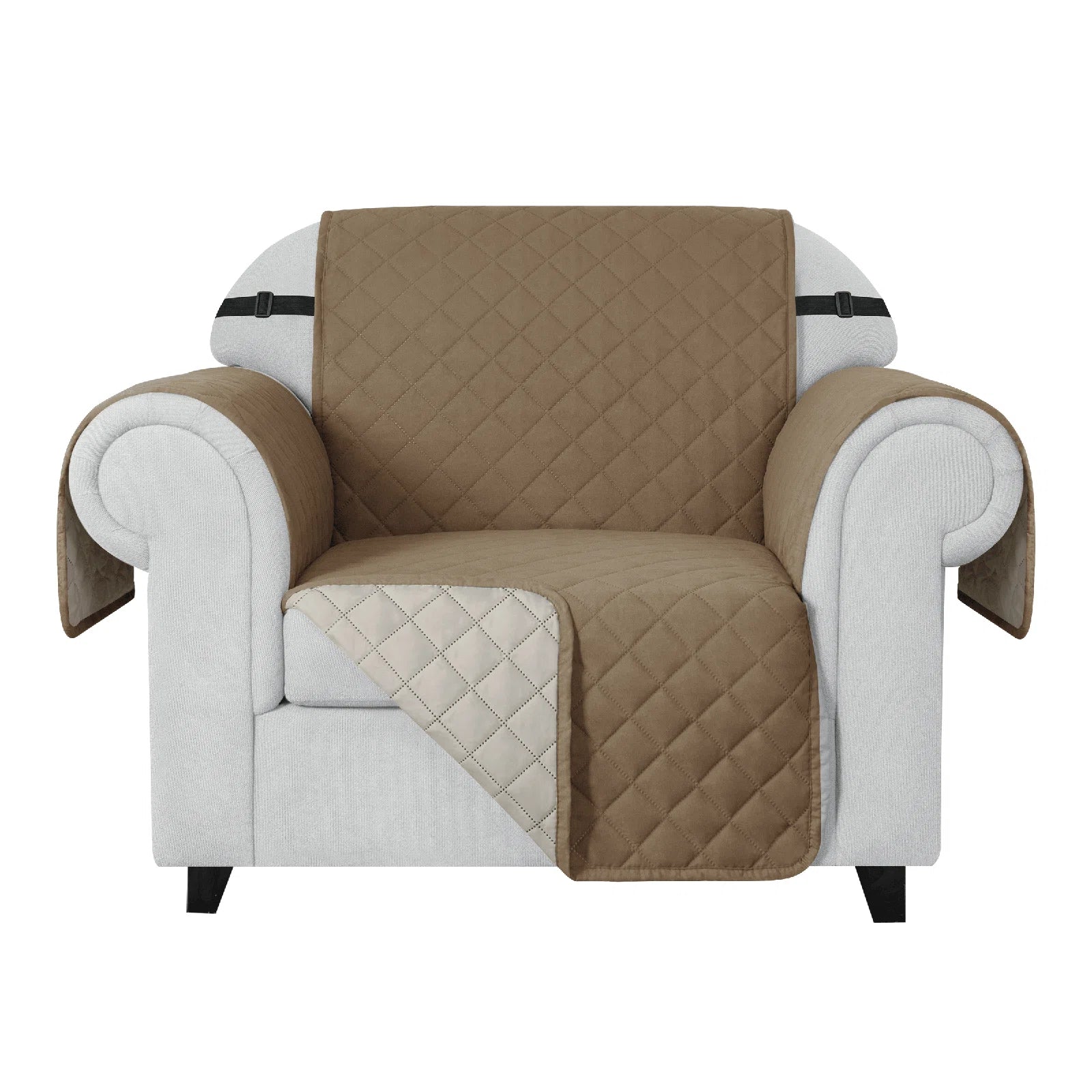 Bunny Velvet 1 Seater Quilted Sofa Cover in Peru Brown Colour - Febonic Living