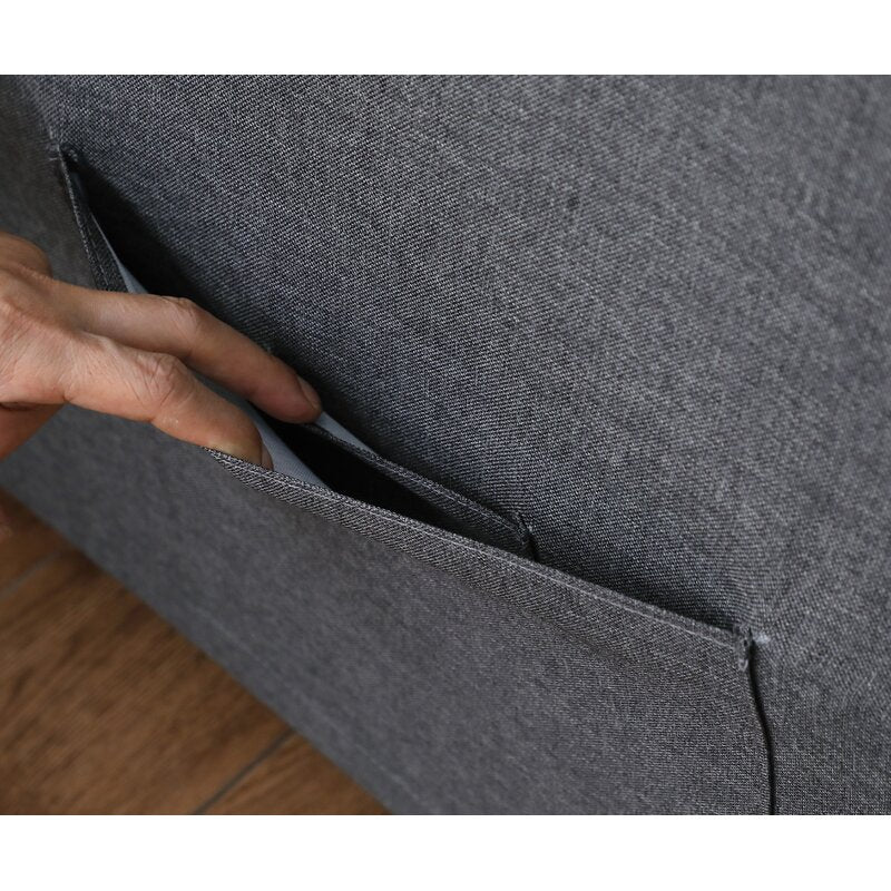 Arwel Fabric 3 Seater Pull Out Sofa Cum Bed In Charcoal Grey Colour - Febonic Living