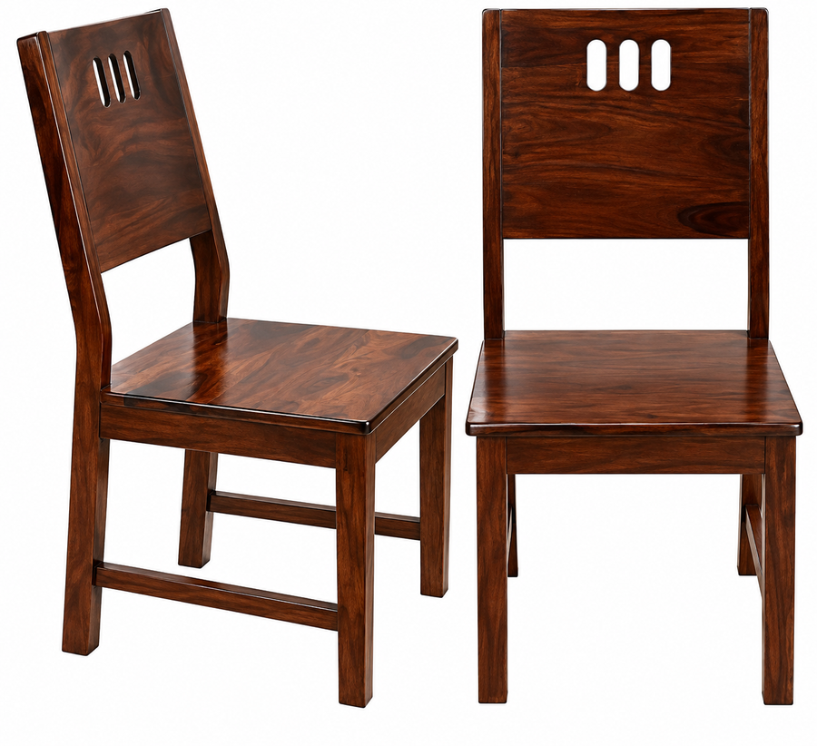 Rizi Sheesham Wood Dining Chairs In Provincial Teak Finish (Set Of 2)